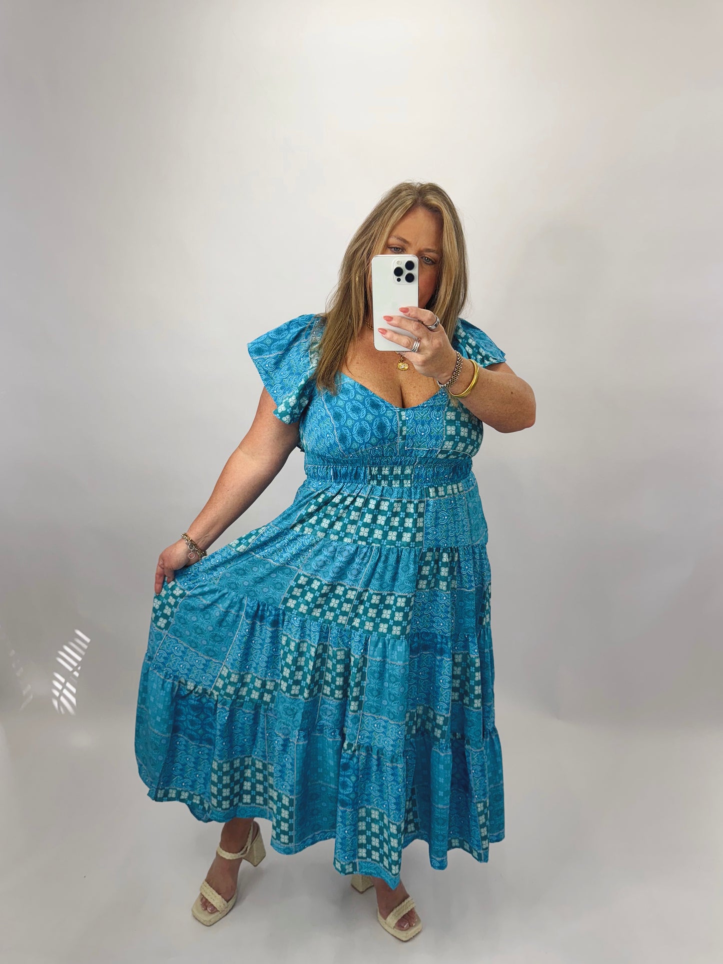 The Jeannie | Blue Patchwork Dress