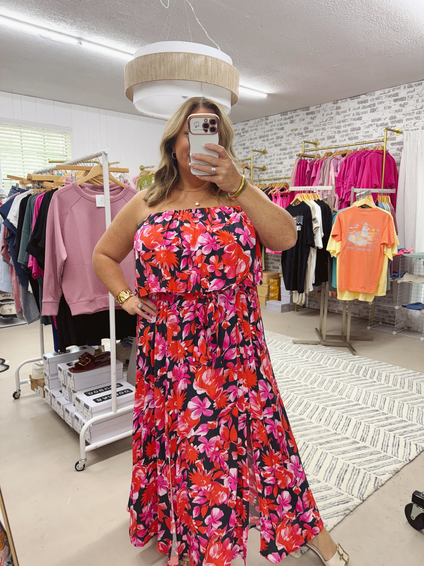 The Foxy | Strapless Floral Print Maxi