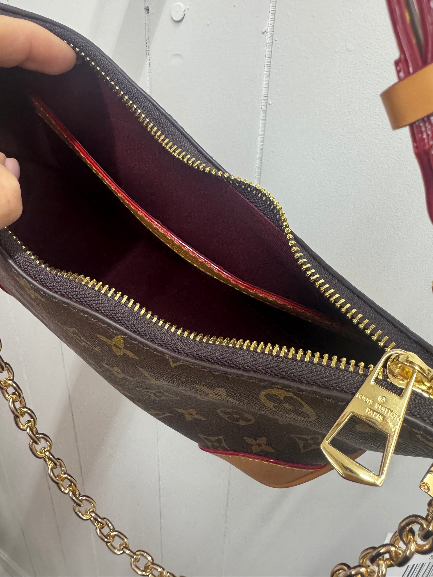 L/V Inspired Structured Logo Shoulder Bag