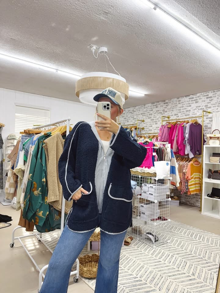 The Kay | Navy and Grey Oversized Jacket