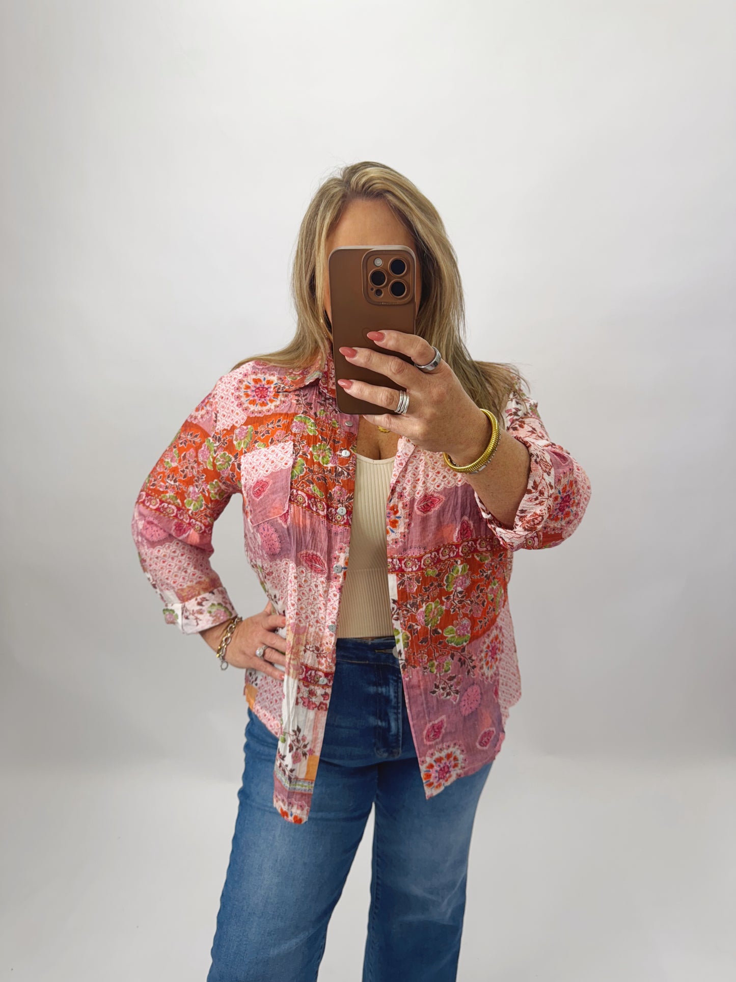 The Simona | Colorful Printed Button Up