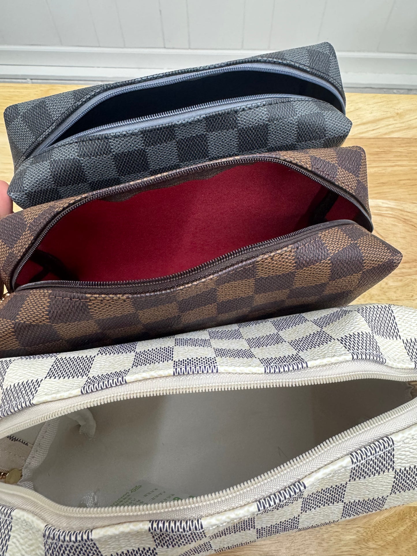 Checkered Cosmetic Bag