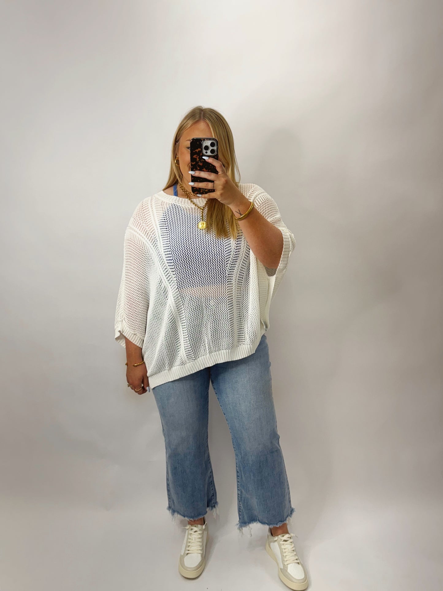 Non-Distressed Light Wash High Rise Crop Jean
