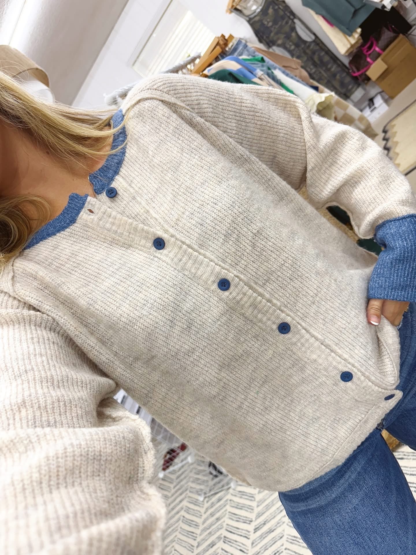 The Teresa | Neutral and Navy Cardigan