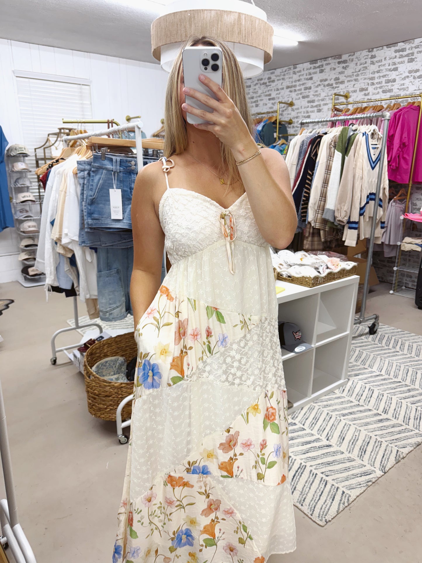 The Iris | Cream Patchwork Dress