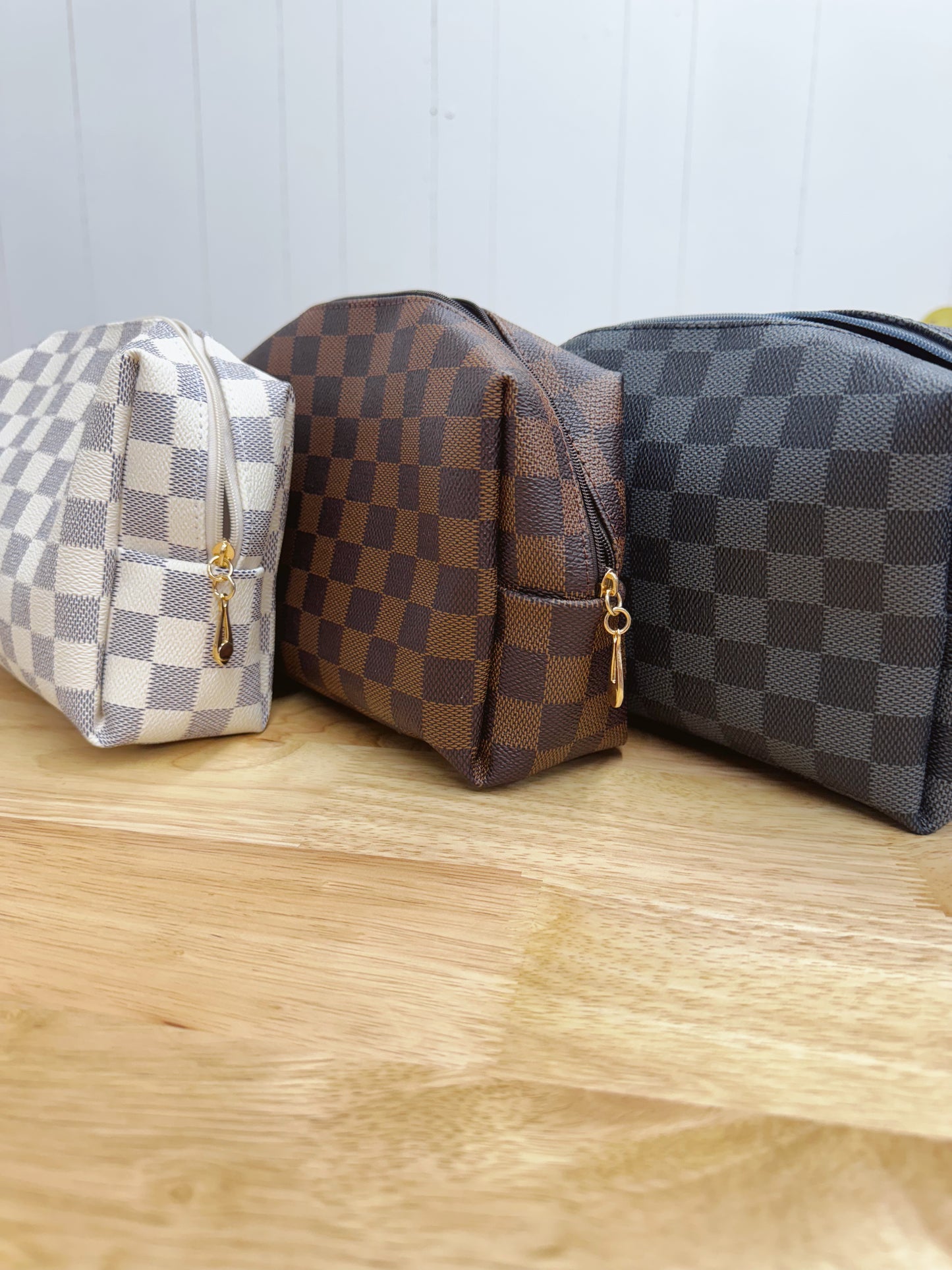 Checkered Cosmetic Bag