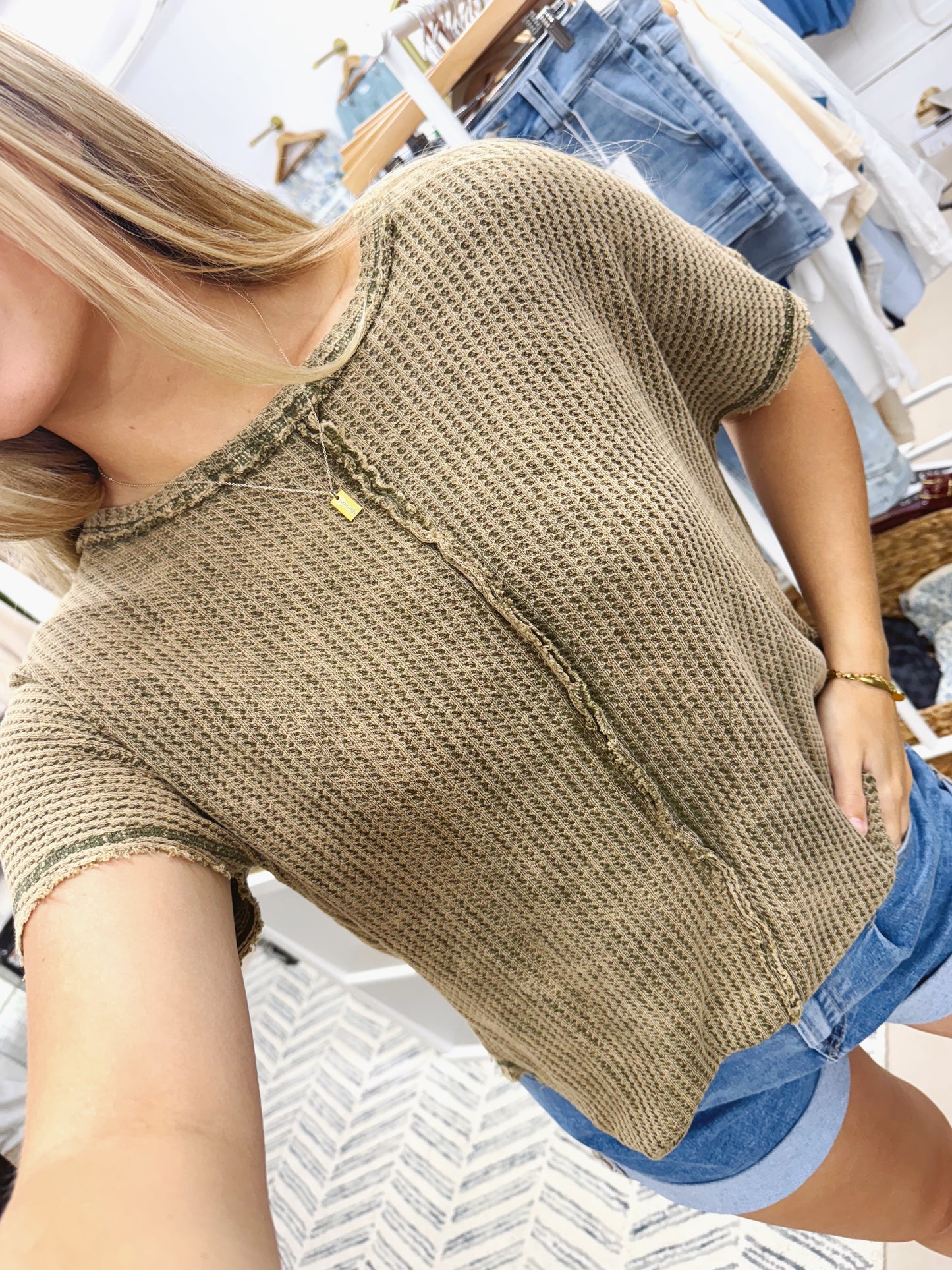 The Tierney | Reverse Seam Waffle Tee