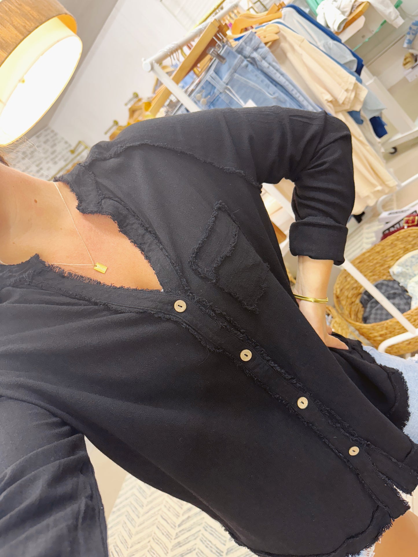 The Evelyn | Black Gauze Tunic Top
