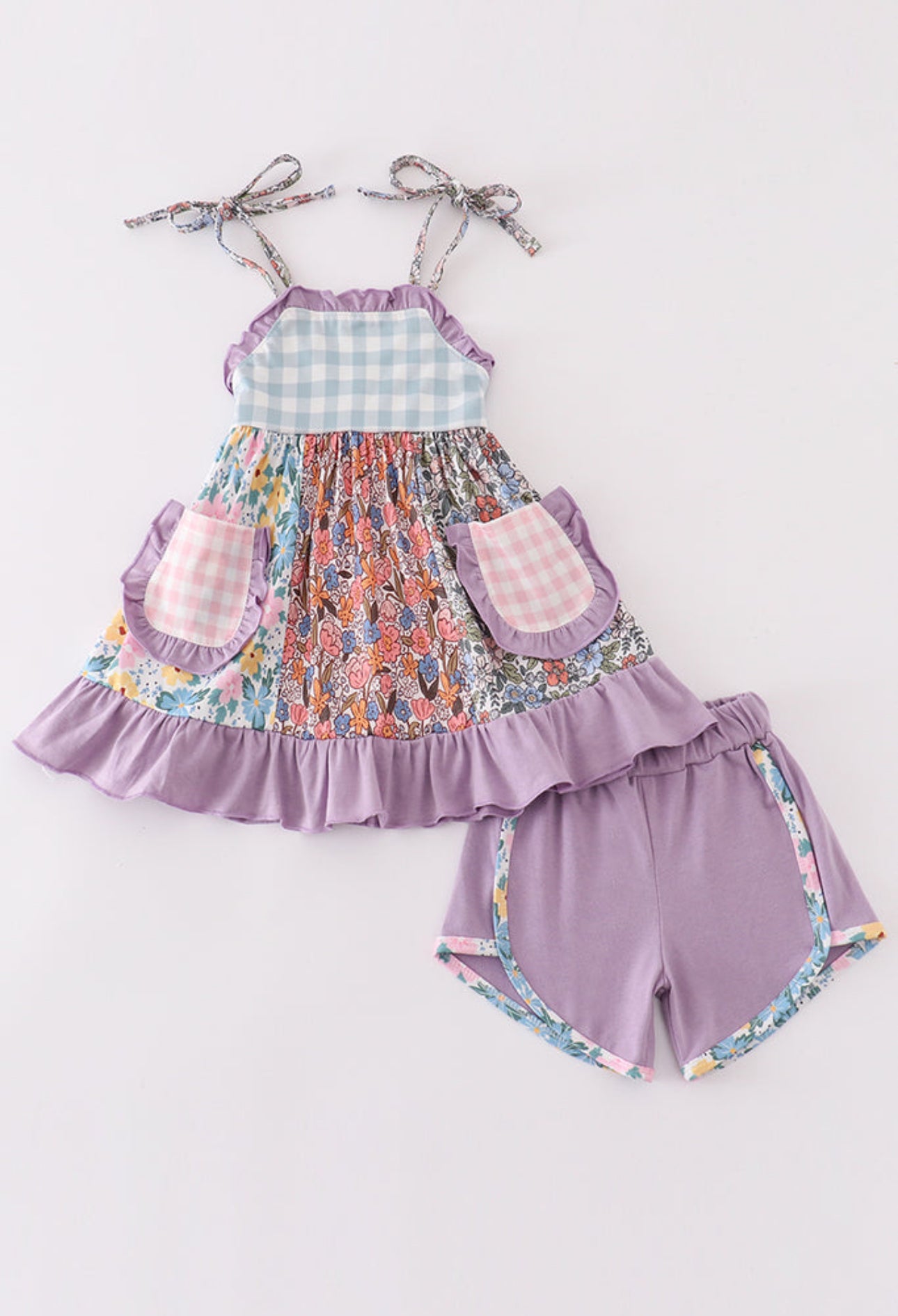 The Eleanor | Purple Floral Shorts Set