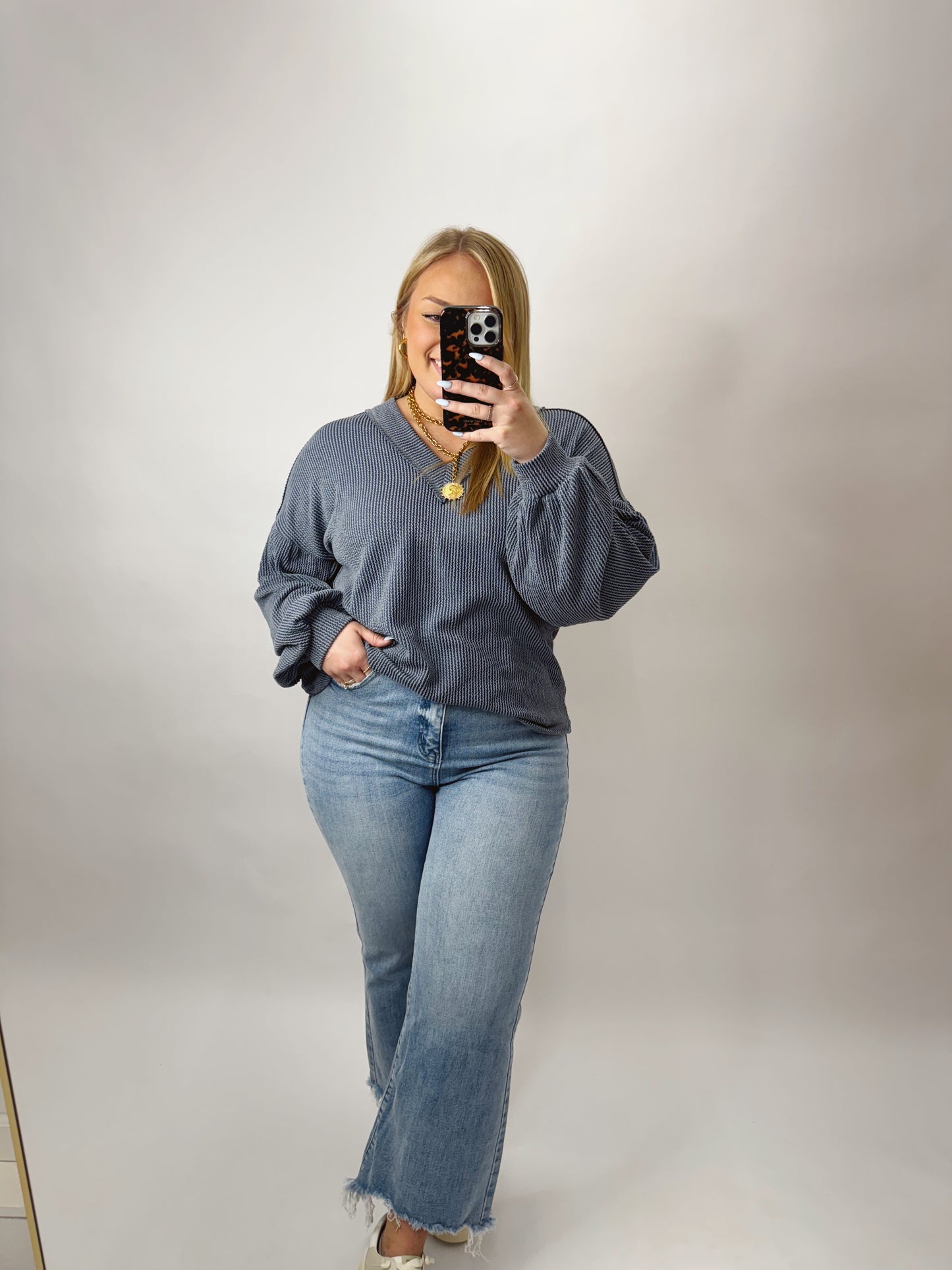 Non-Distressed Light Wash High Rise Crop Jean