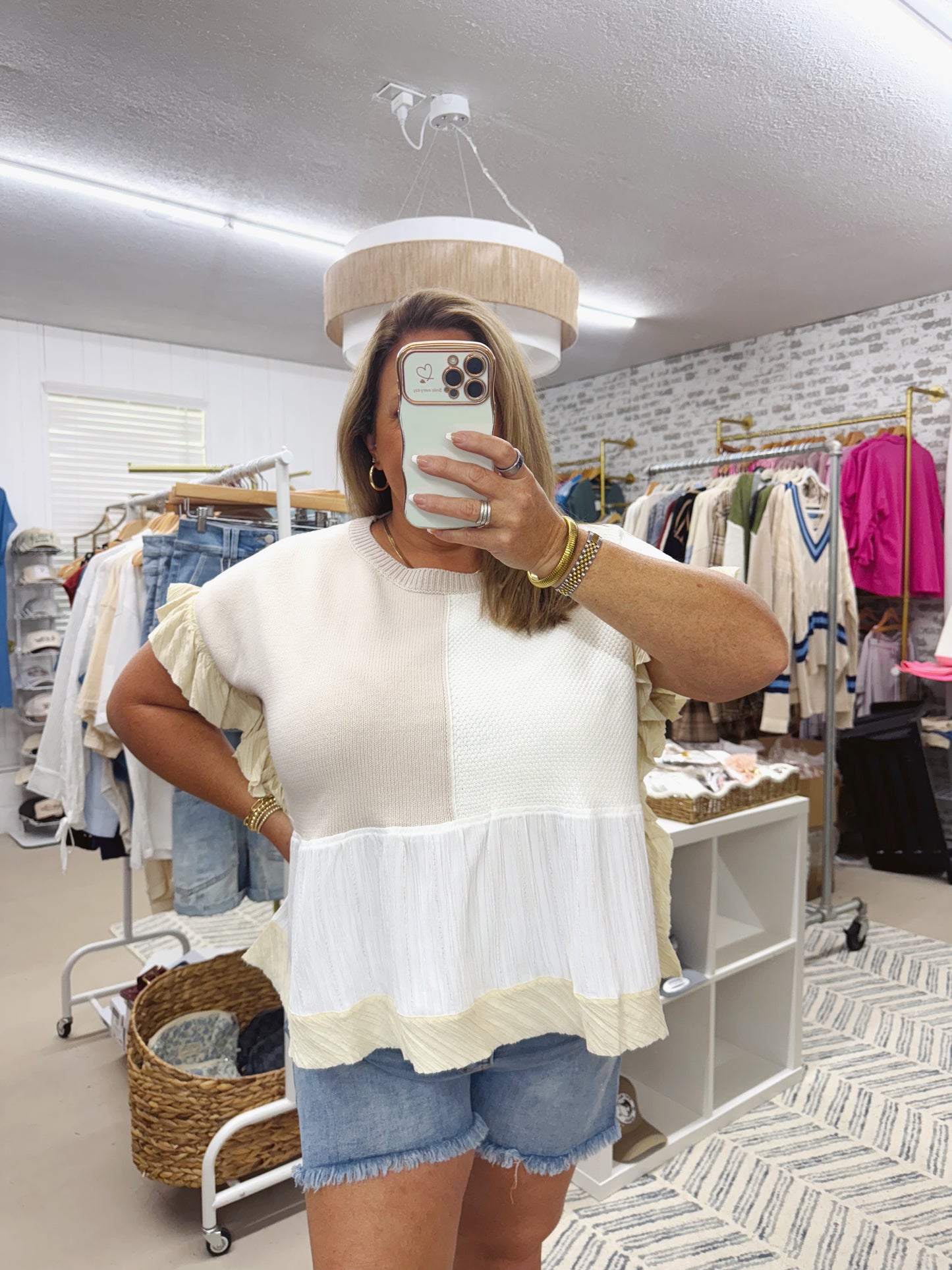 The Marley | Neutral Colorblock Top