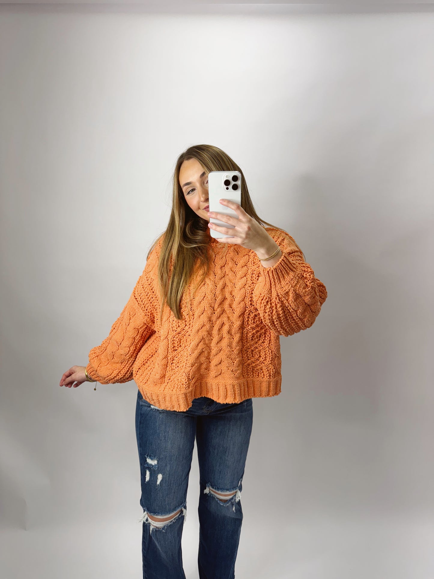The Courtney | Orange Knit Sweater