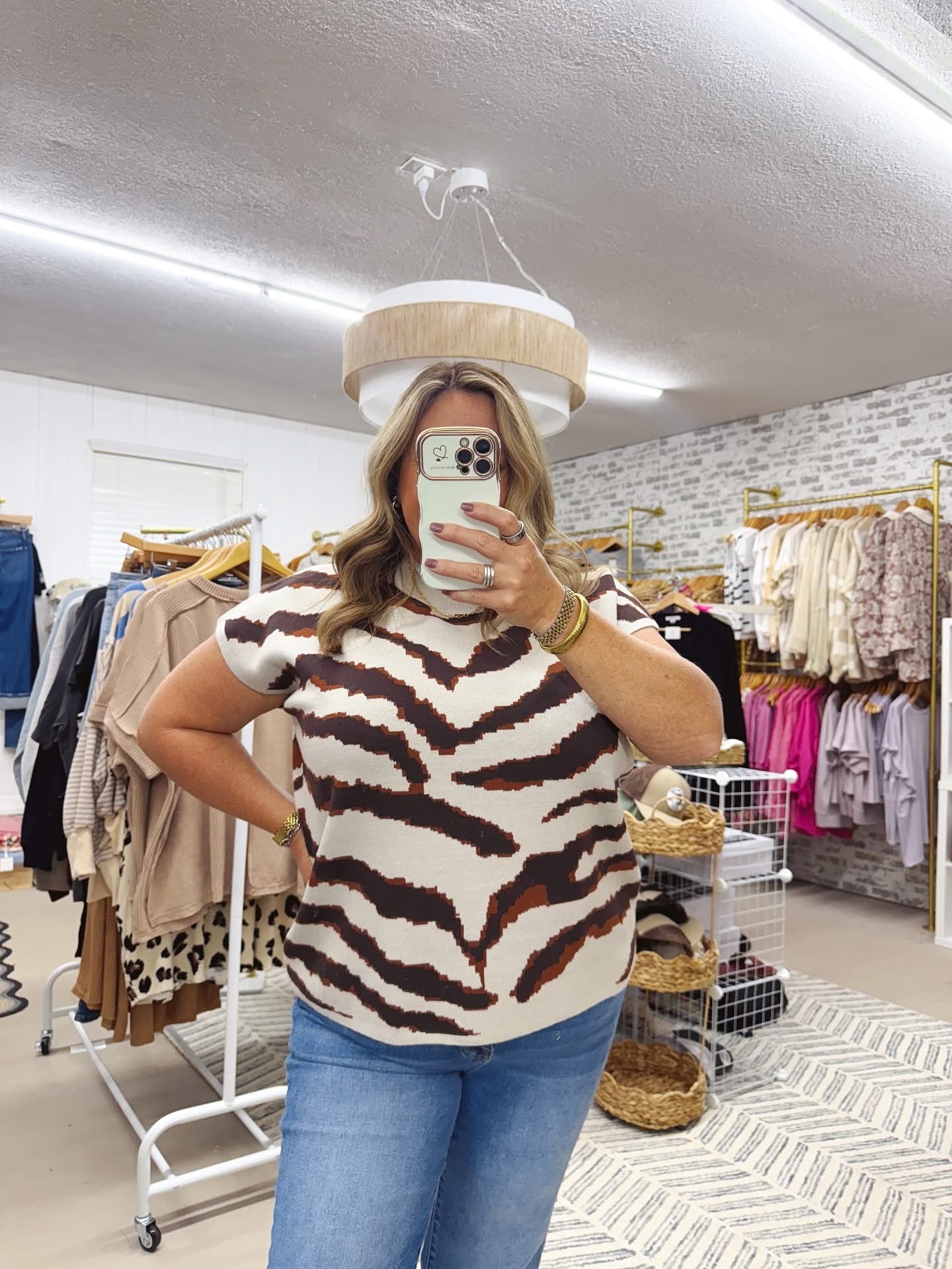 The Addie | Grey Animal Print Knit Top