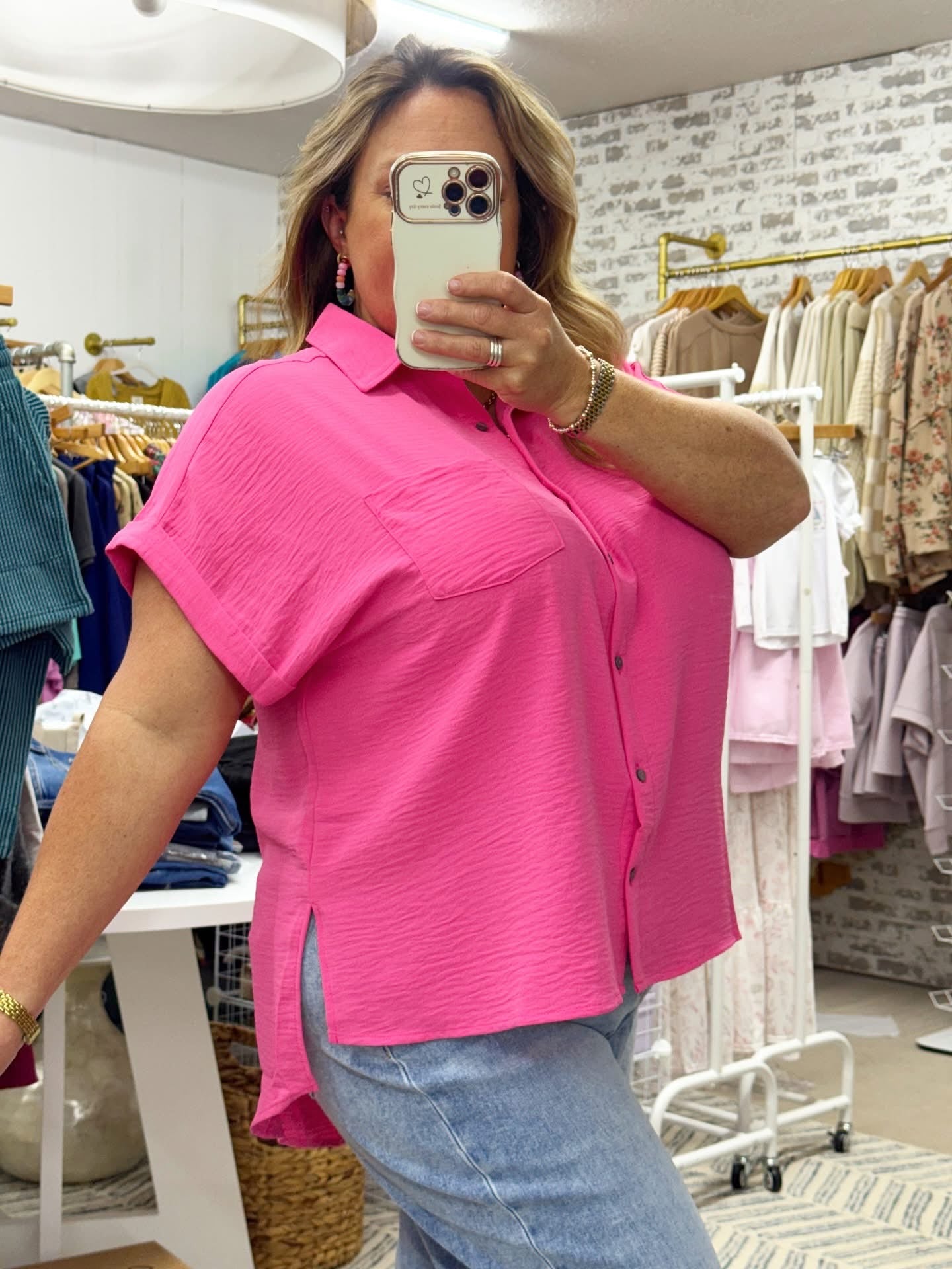 The Easy Days Button Down Top | Pink