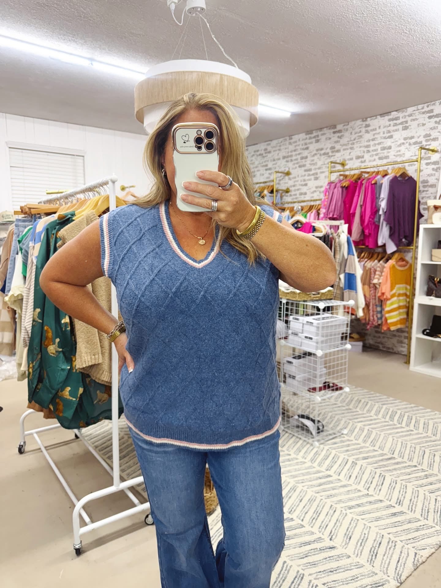The Michelle | Navy V Neck Sweater Vest