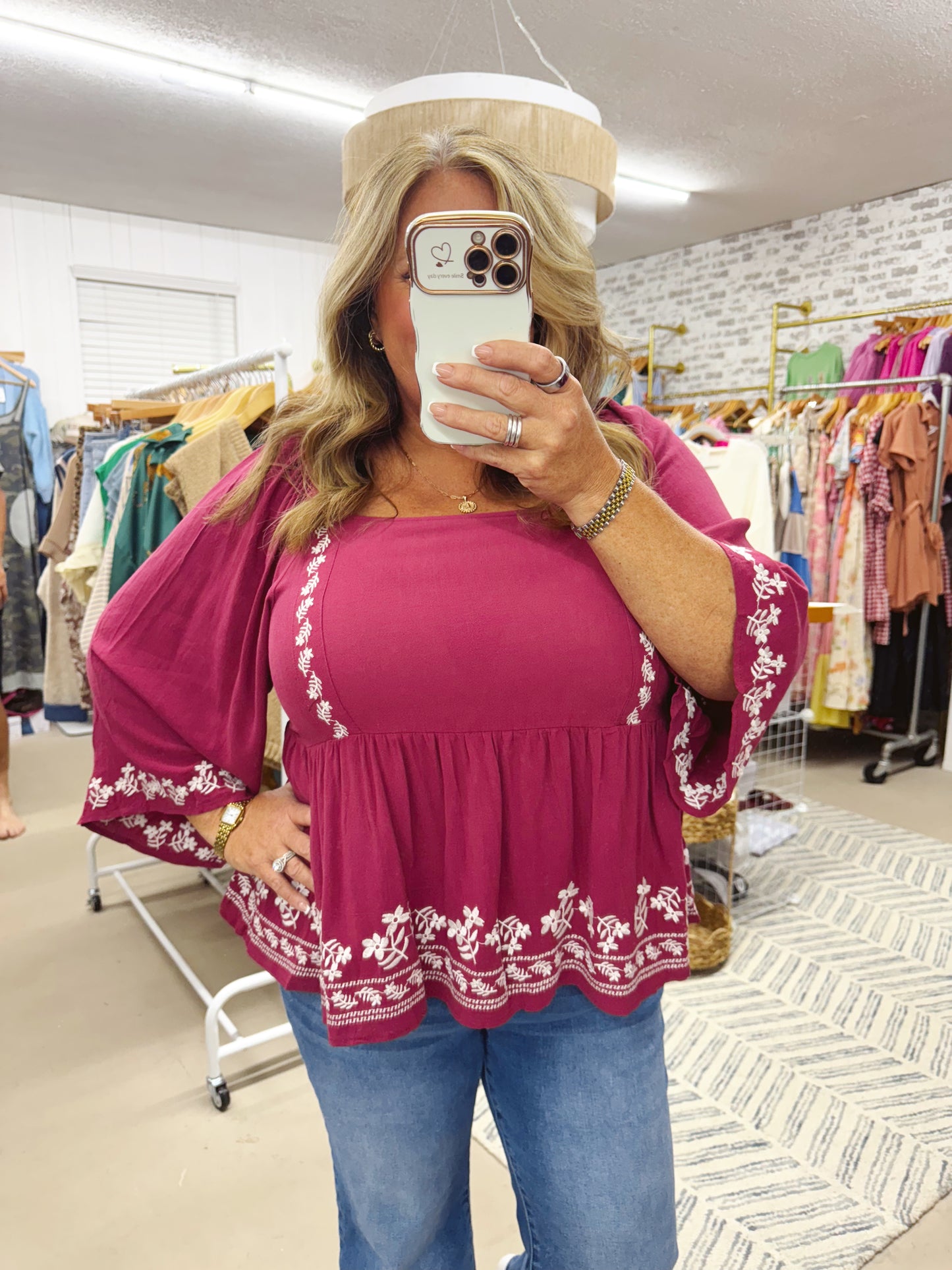 The Christina | Berry Peplum Top