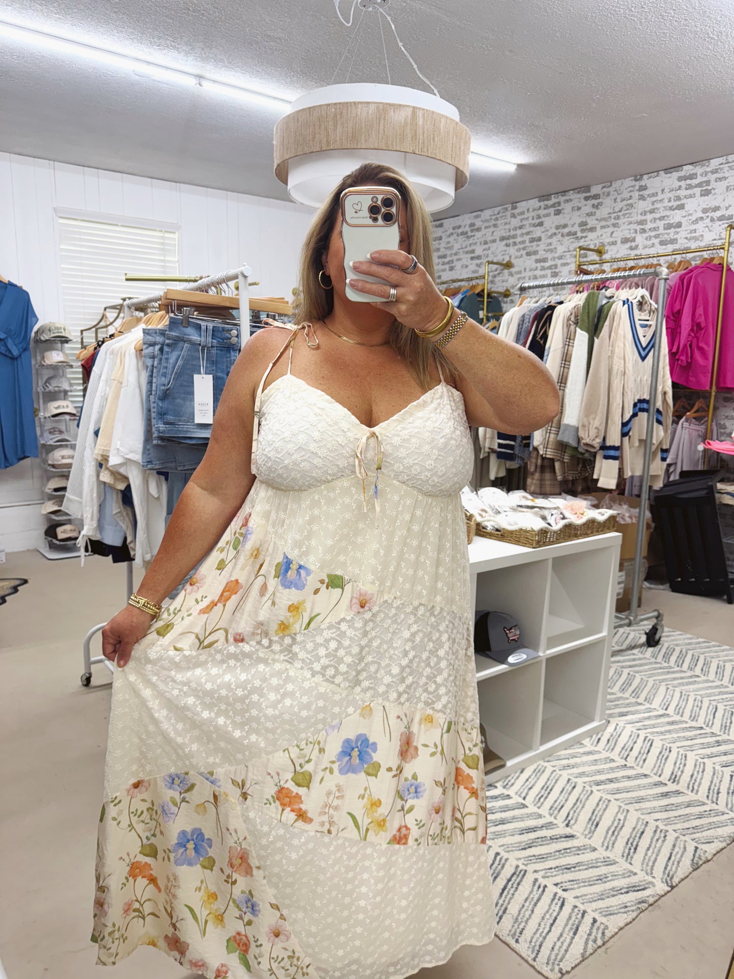 The Iris | Cream Patchwork Dress