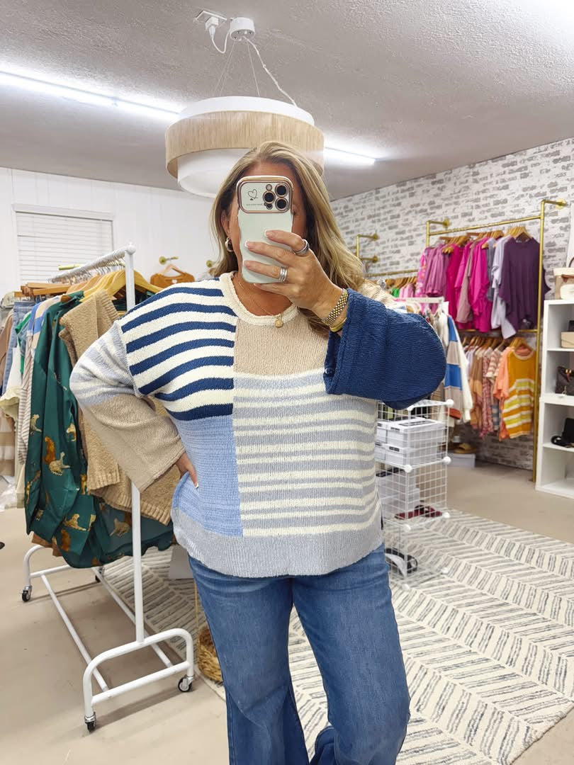 The Adrianne | Striped Colorblock Sweater