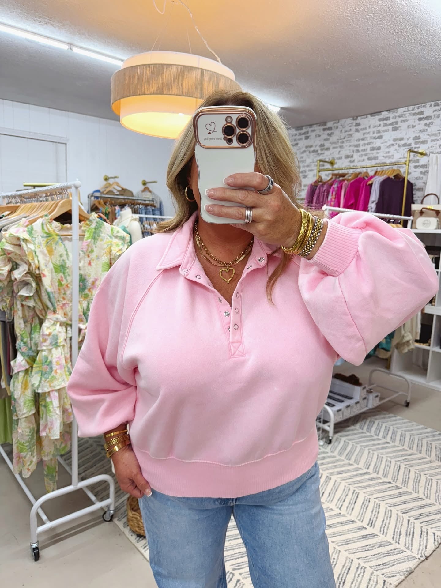 The Brooke | Pink Collared Pullover