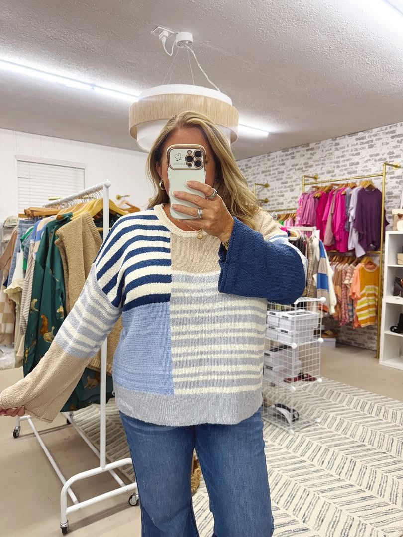 The Adrianne | Striped Colorblock Sweater