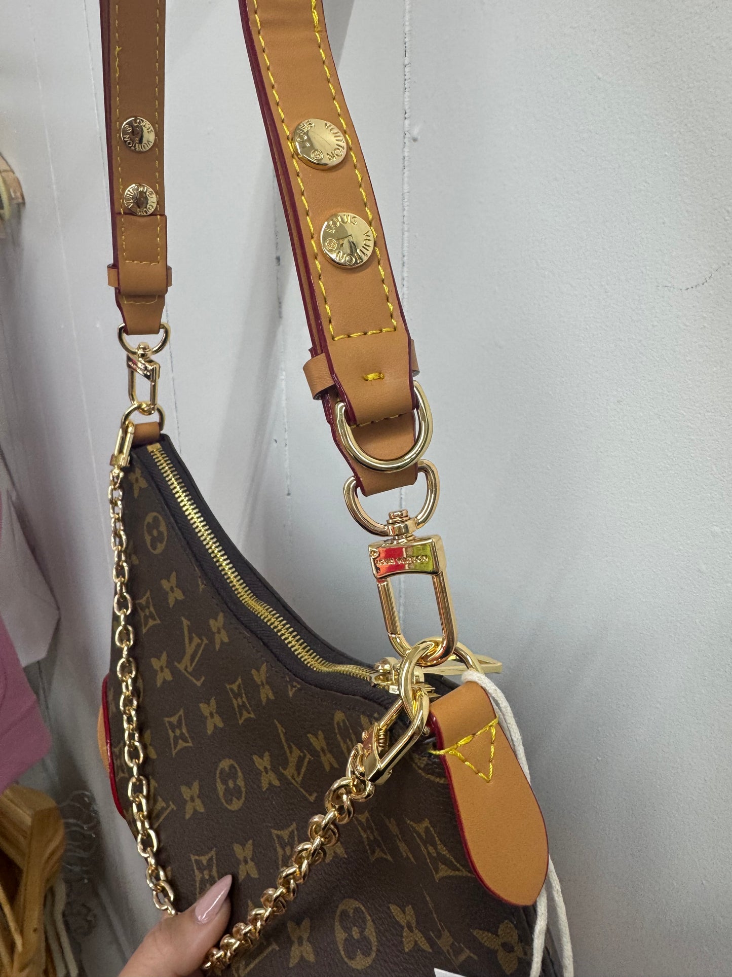 L/V Inspired Structured Logo Shoulder Bag