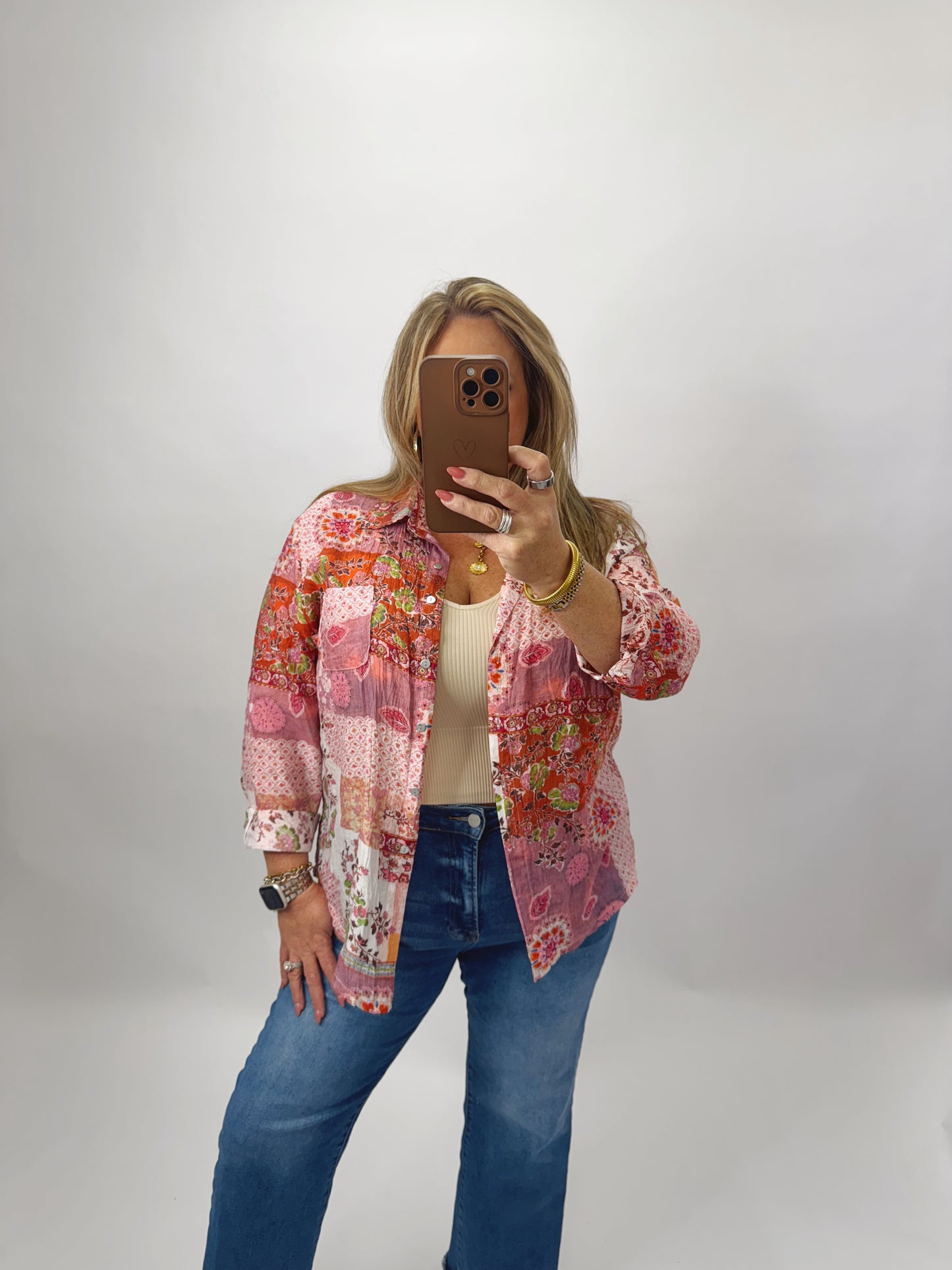 The Simona | Colorful Printed Button Up