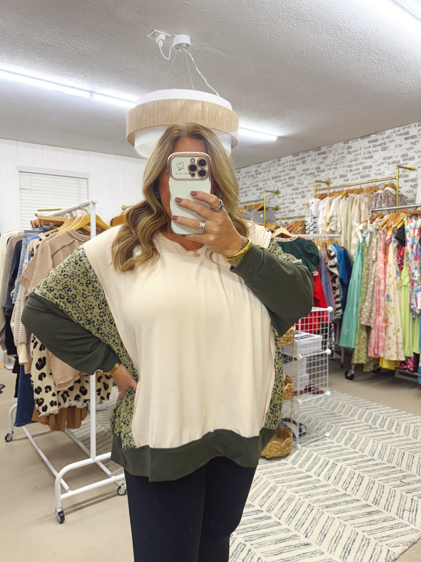 The Mindy | Olive Color Block Top