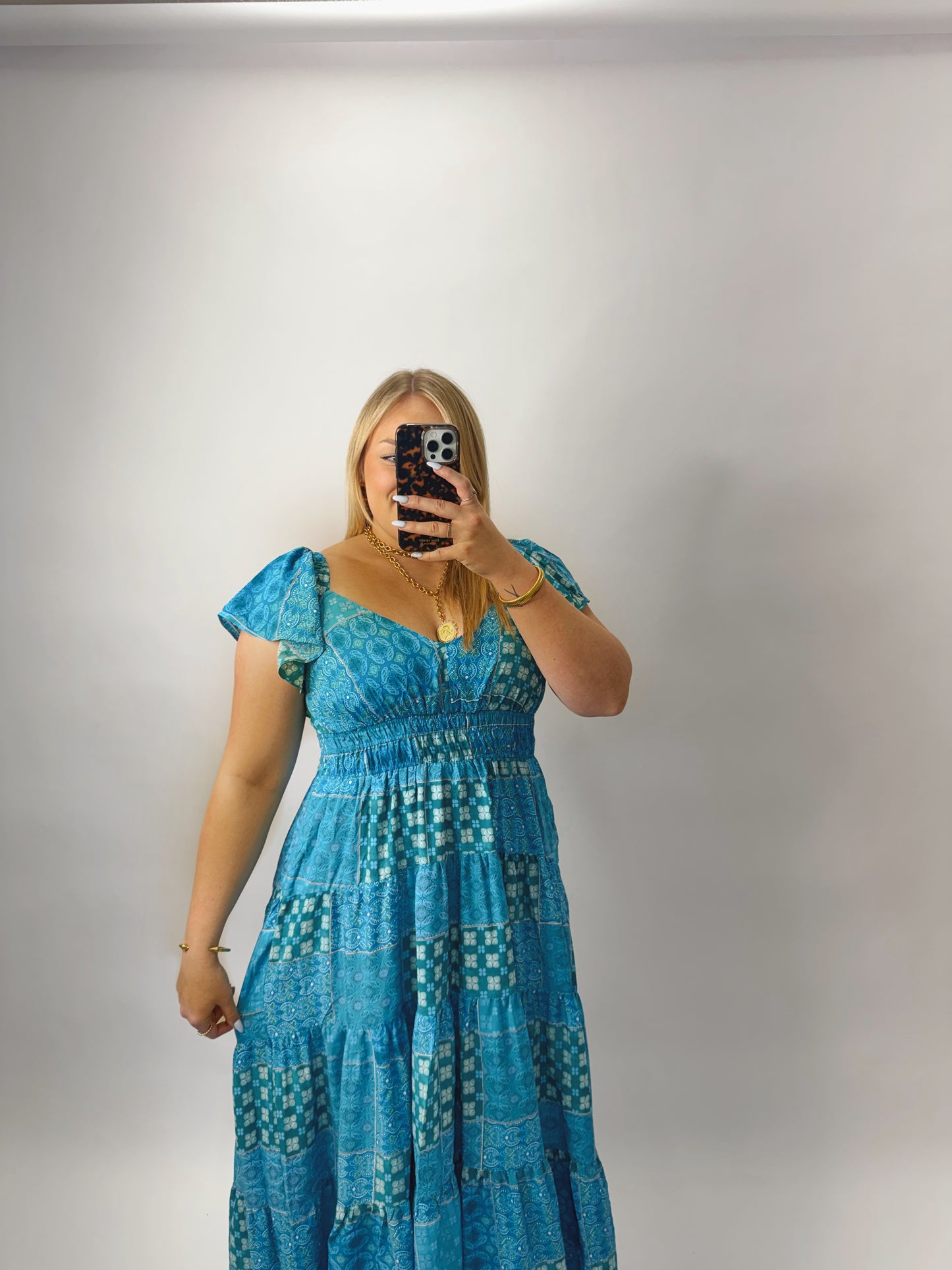 The Jeannie | Blue Patchwork Dress