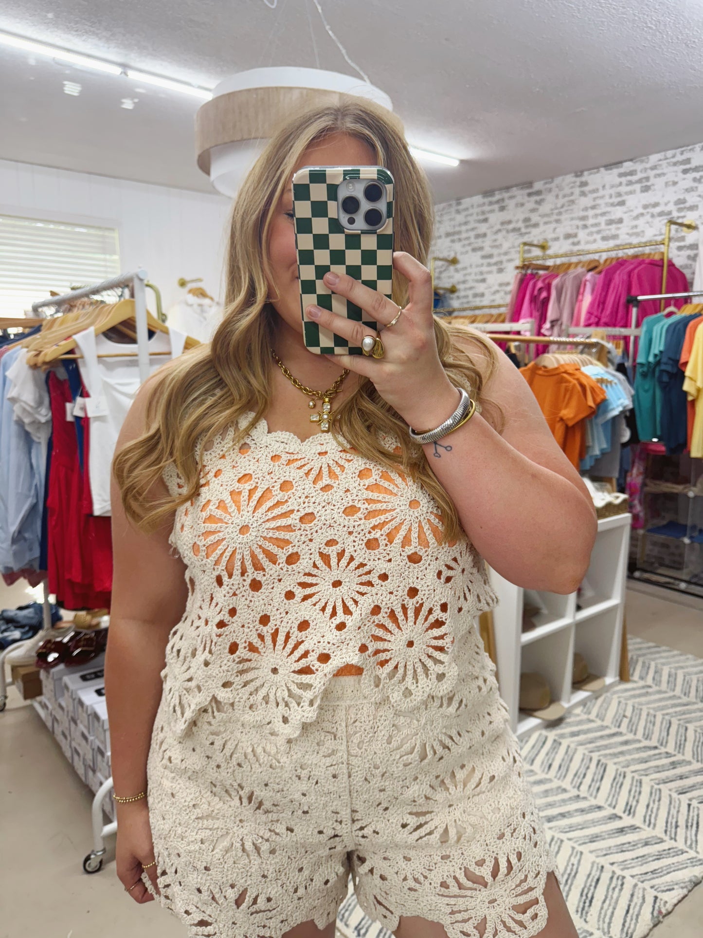 The Annie | Neutral Crochet Top and Shorts Set