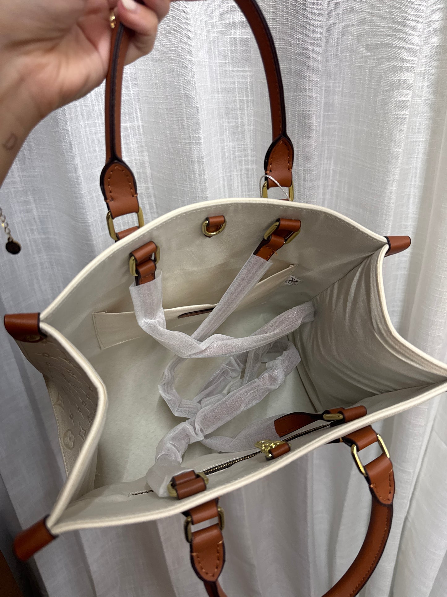 LV Cream Squared Handbag