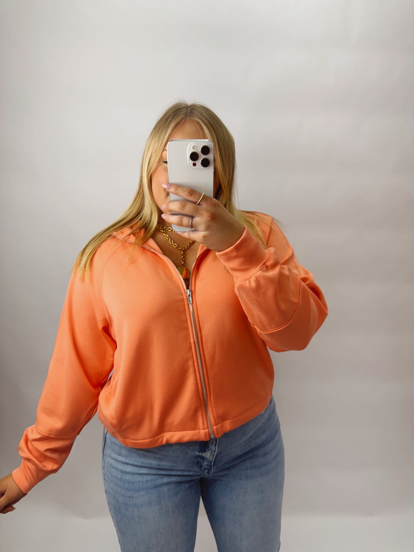 The Jenna | Coral Zip Up Jacket