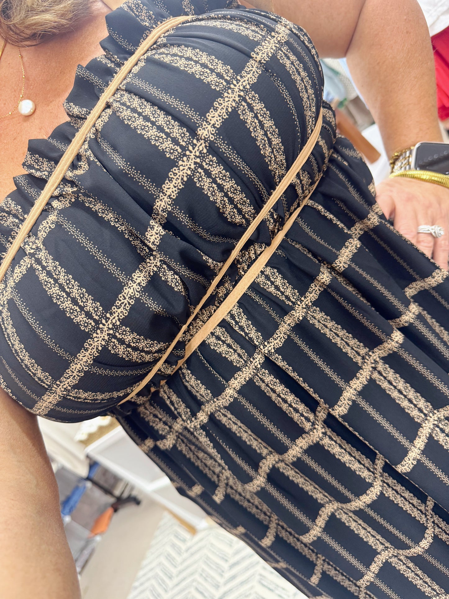 The Raven | Black and Tan Maxi Dress