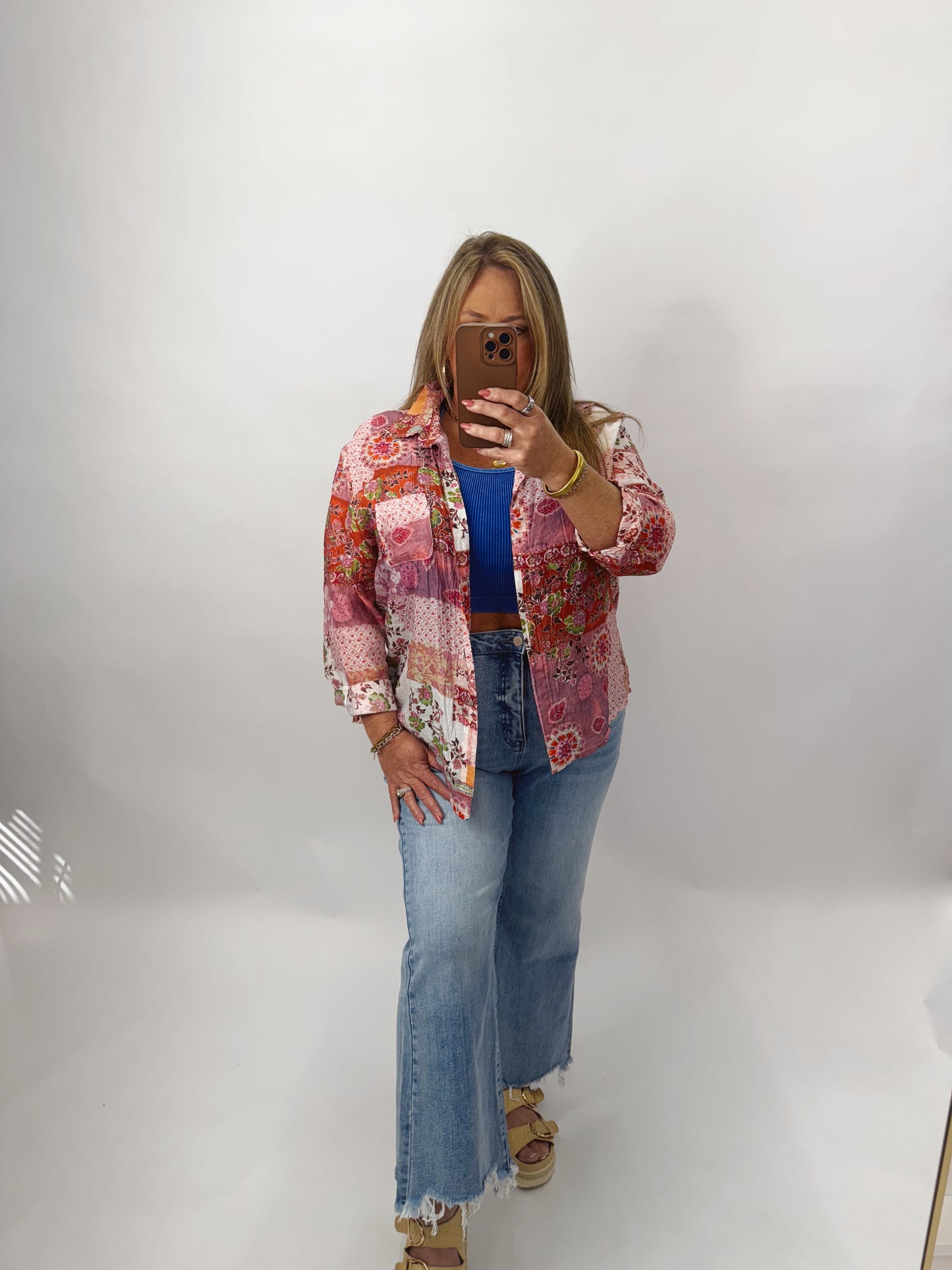 Non-Distressed Light Wash High Rise Crop Jean