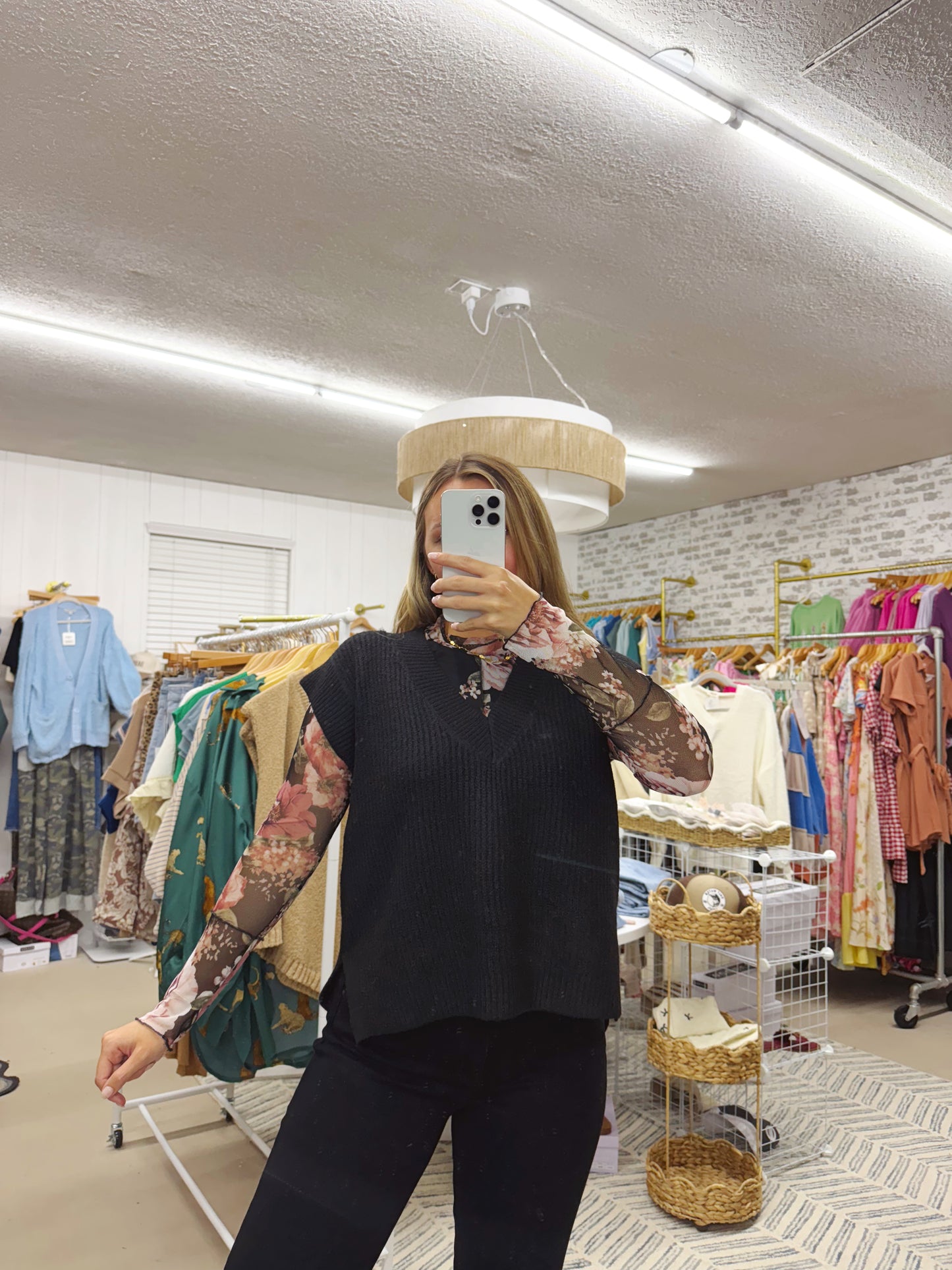 The Sue | Floral Mesh Sleeve Top