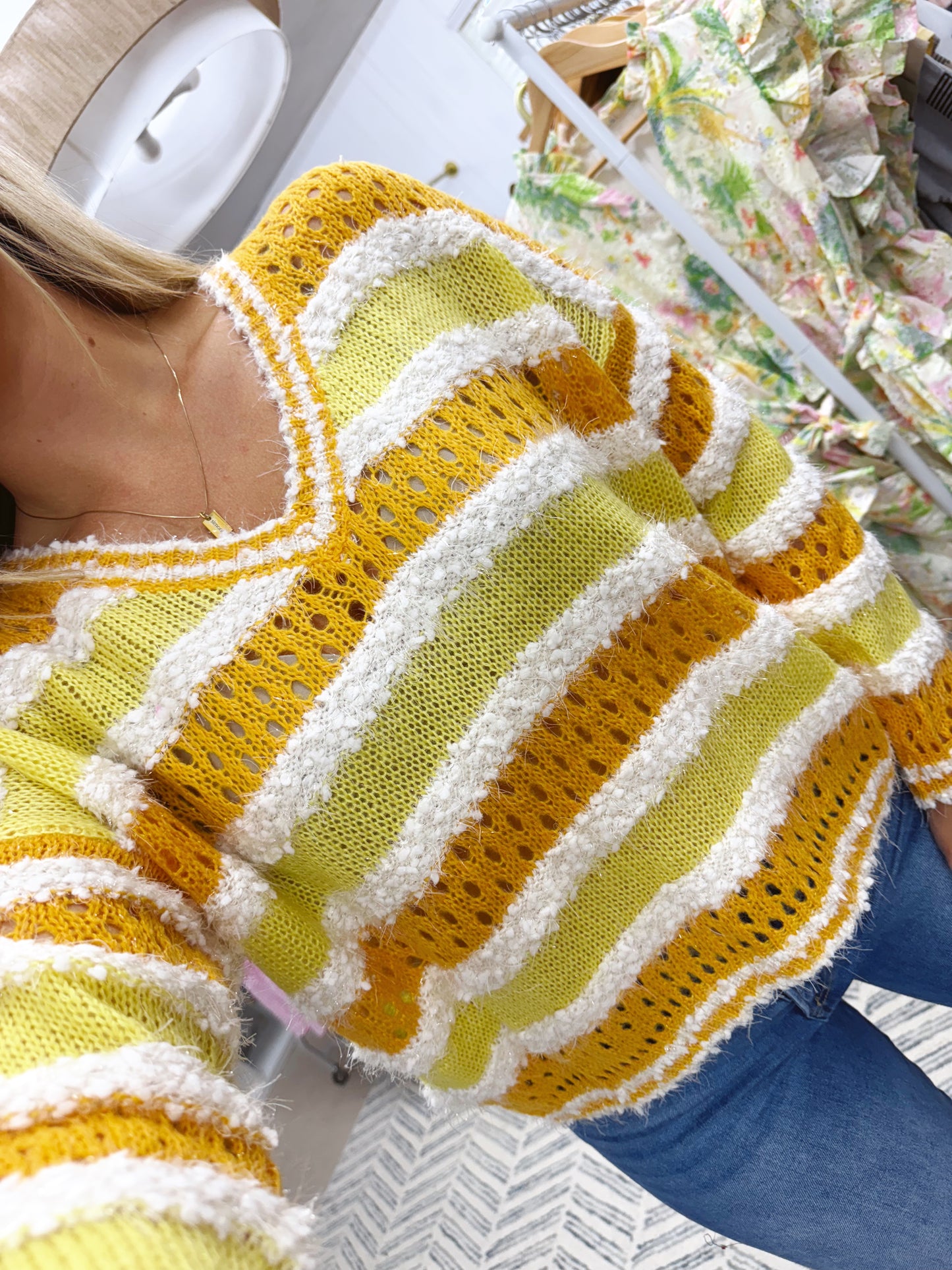 The Ivy | Yellow Multi Textured Sweater