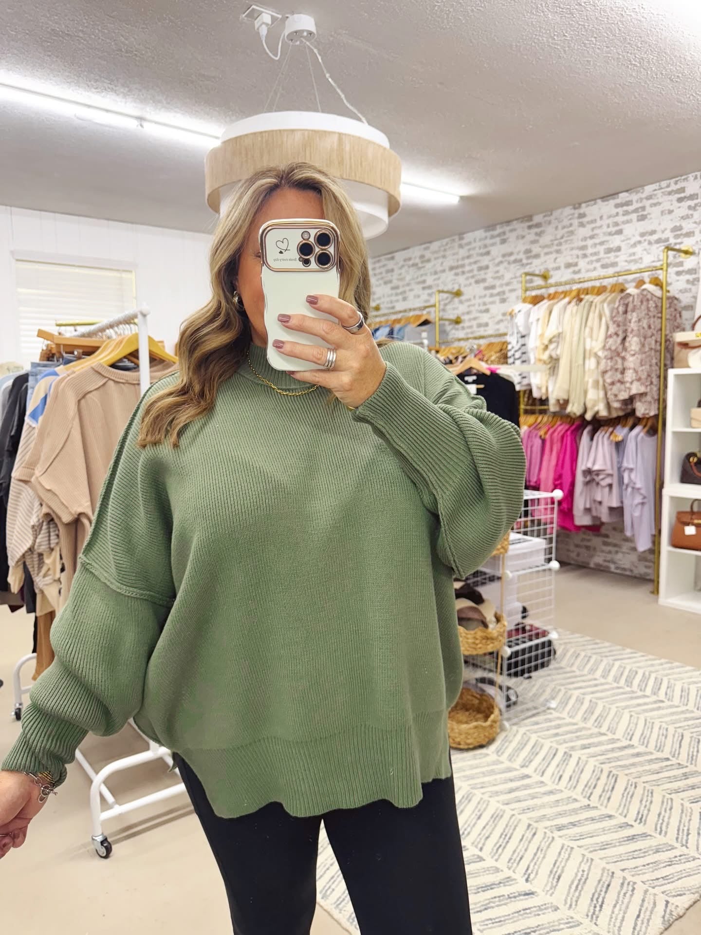 The Alice | Olive Green Side Slit Sweater