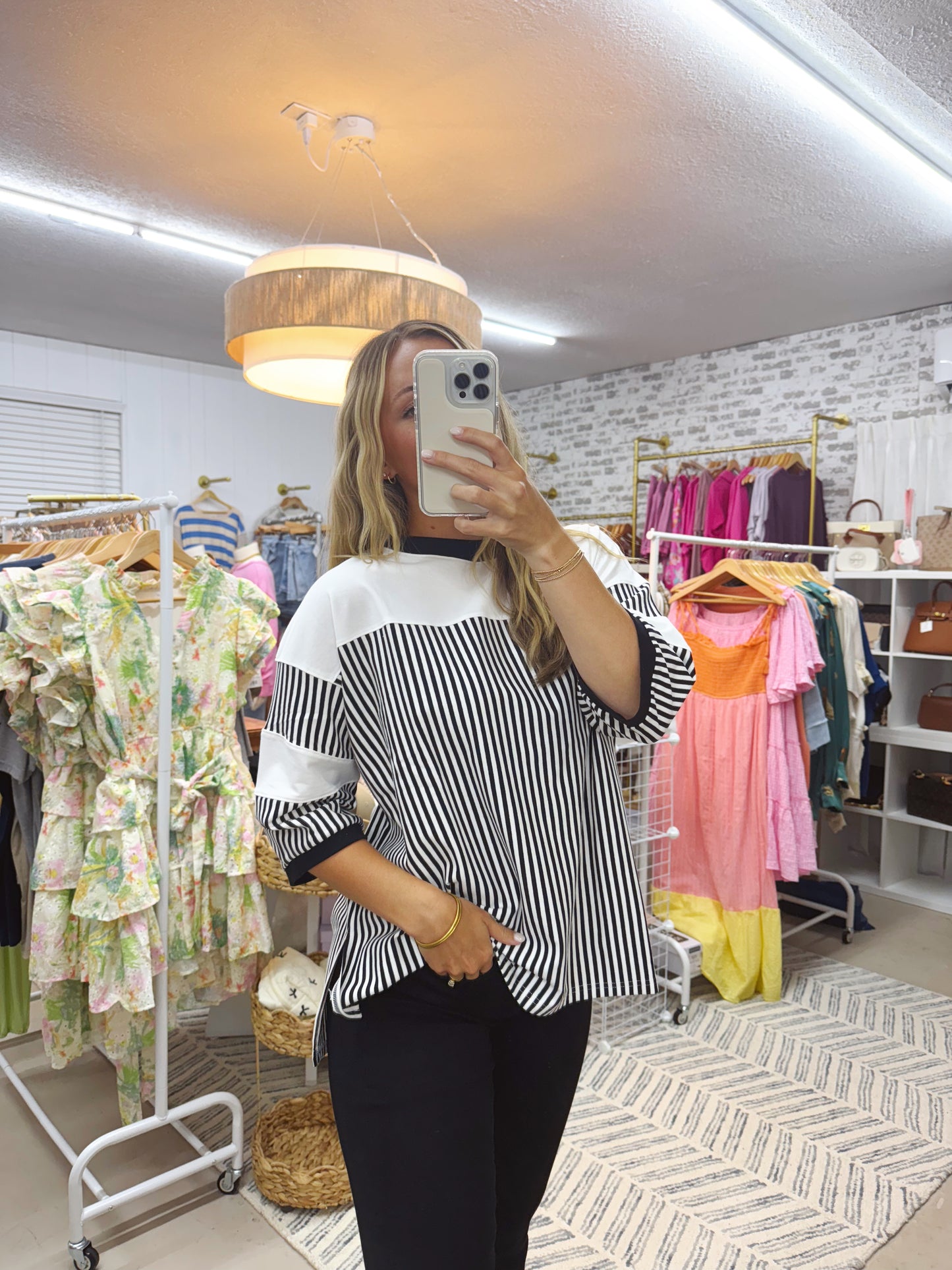 The Layla | Oversized Black Striped Top