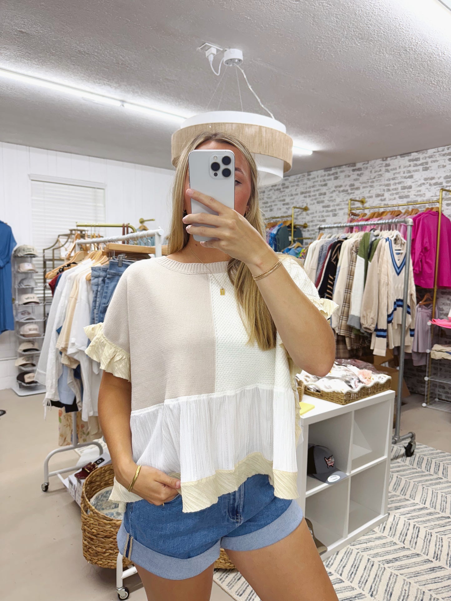 The Marley | Neutral Colorblock Top