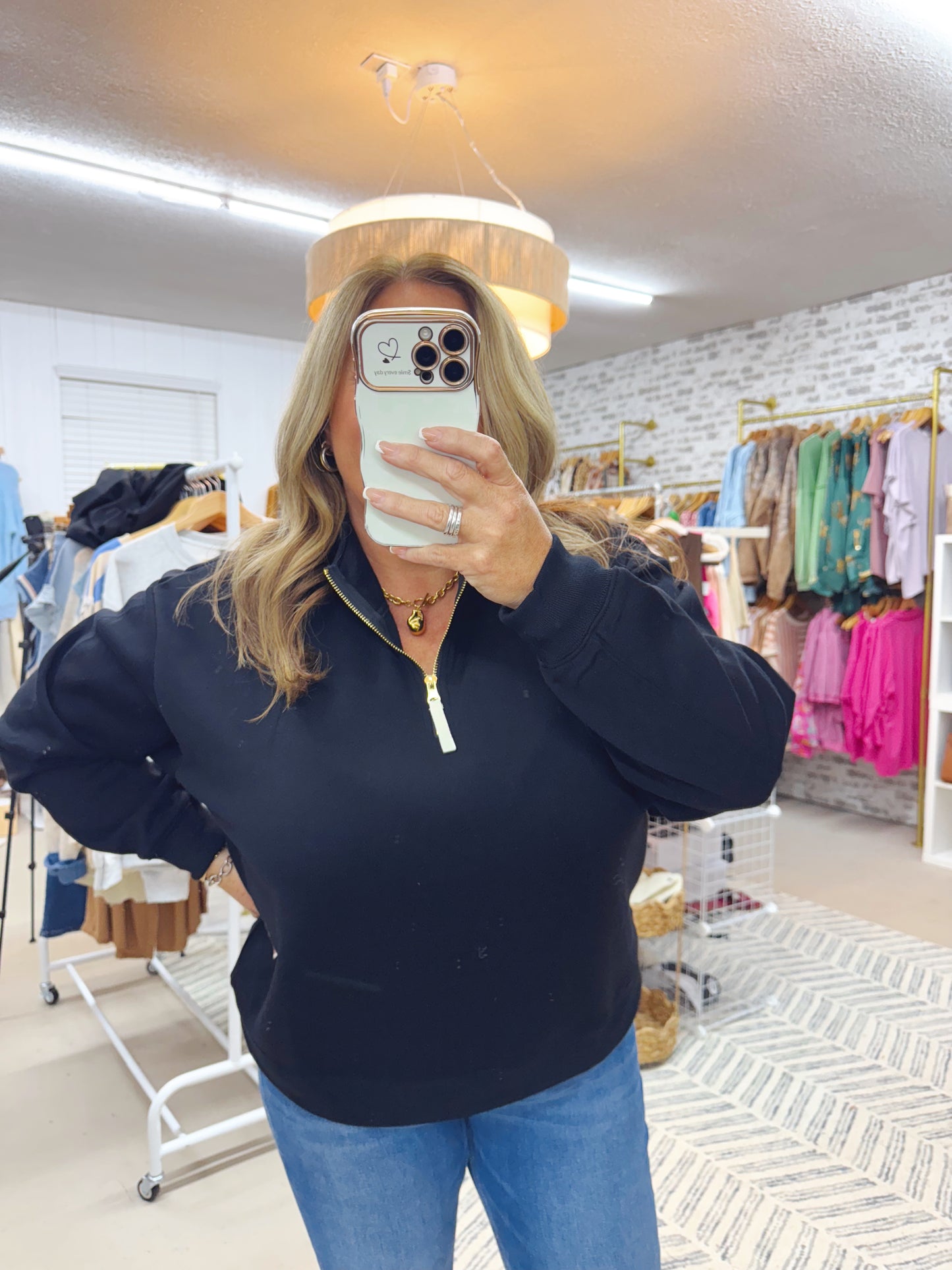 The Sommer | Black Quarter Zip Sweatshirt