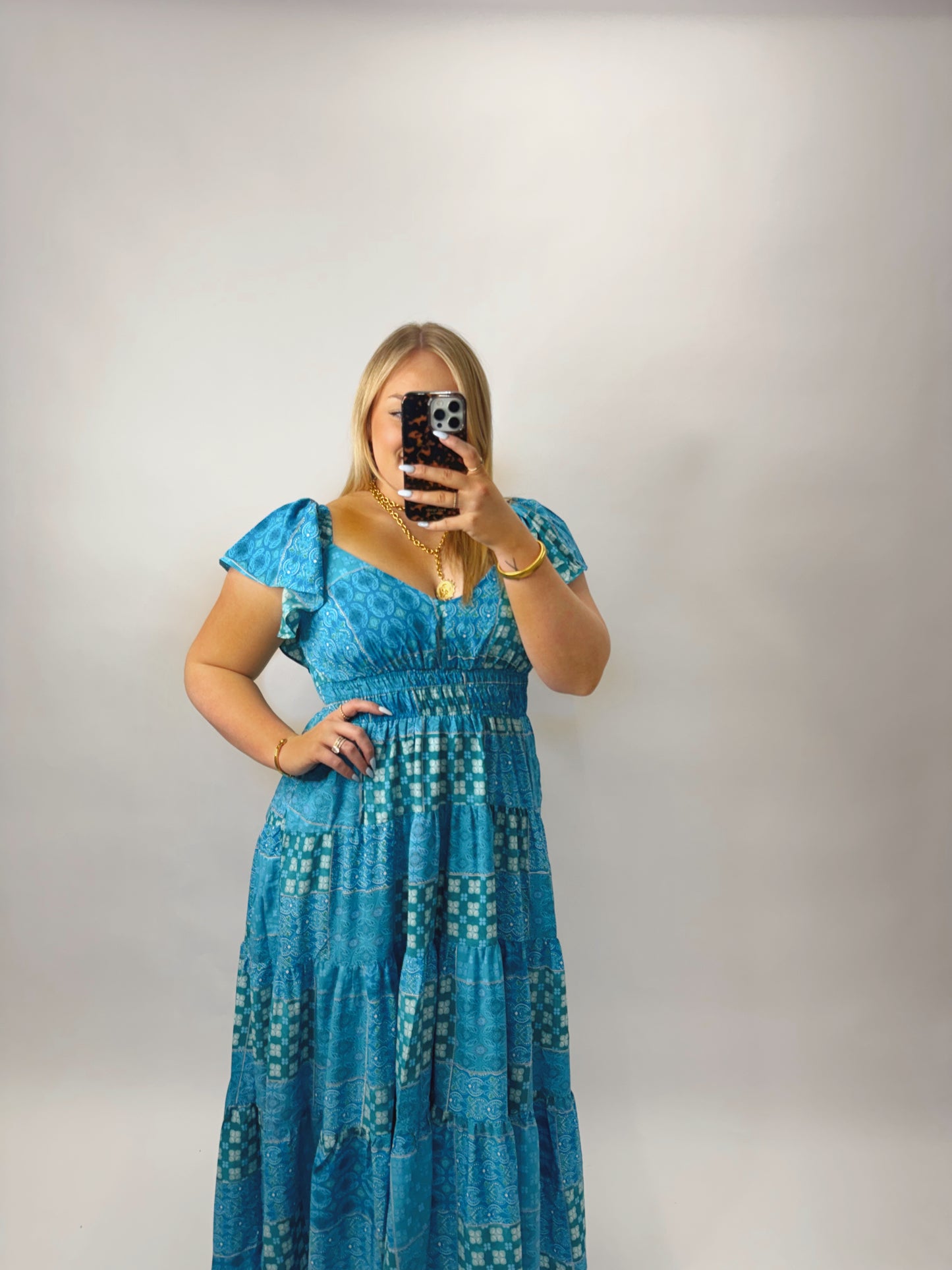 The Jeannie | Blue Patchwork Dress