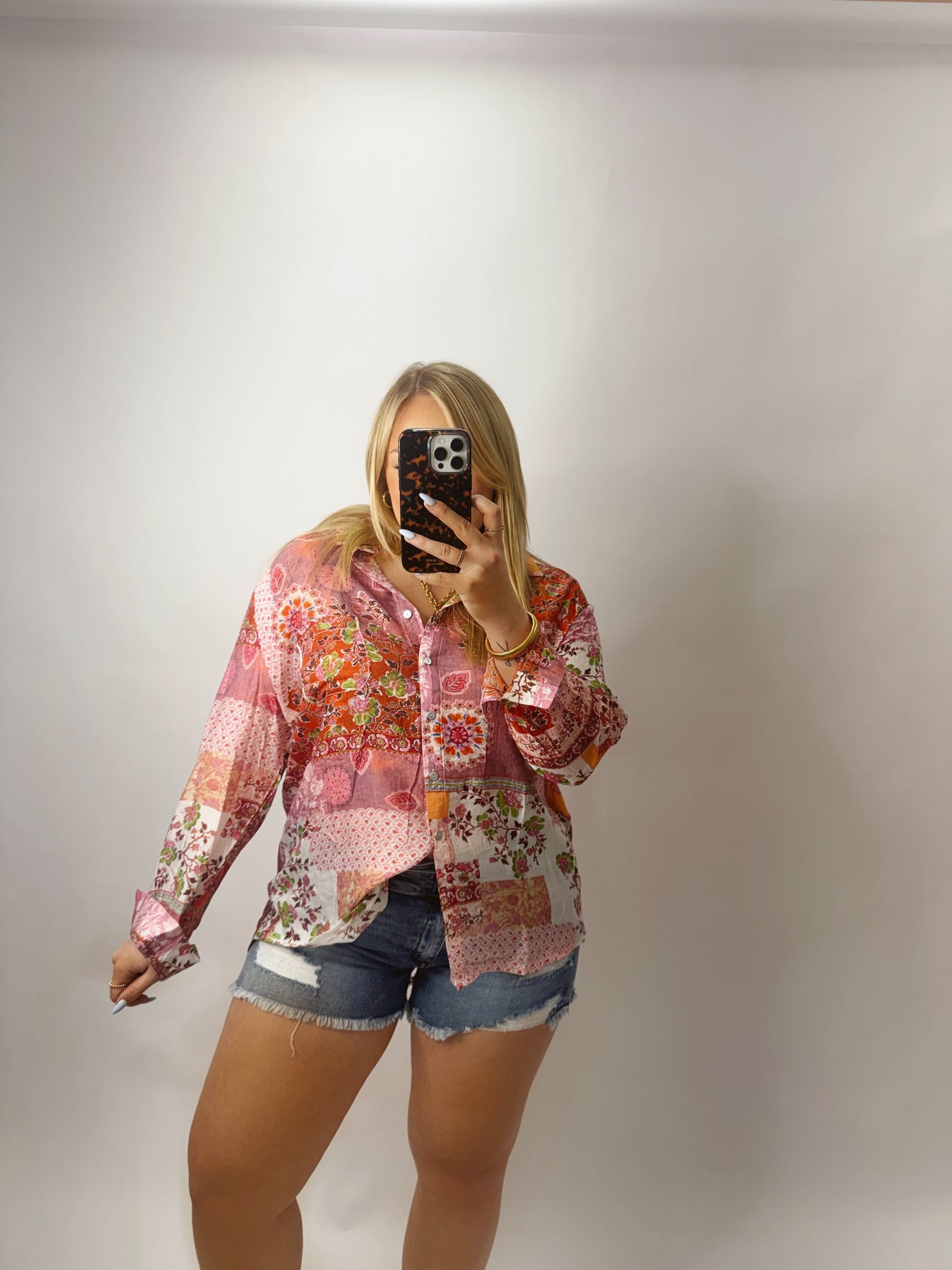 Crossover Dark Wash High Waisted Denim Shorts