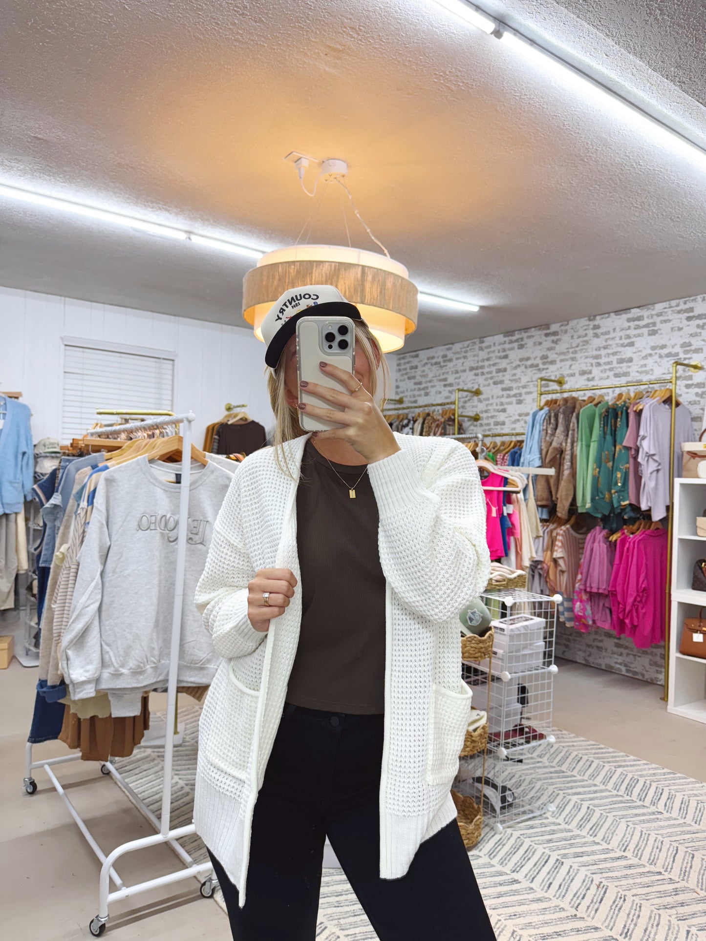 The Heidi | Ivory Waffle Cardigan