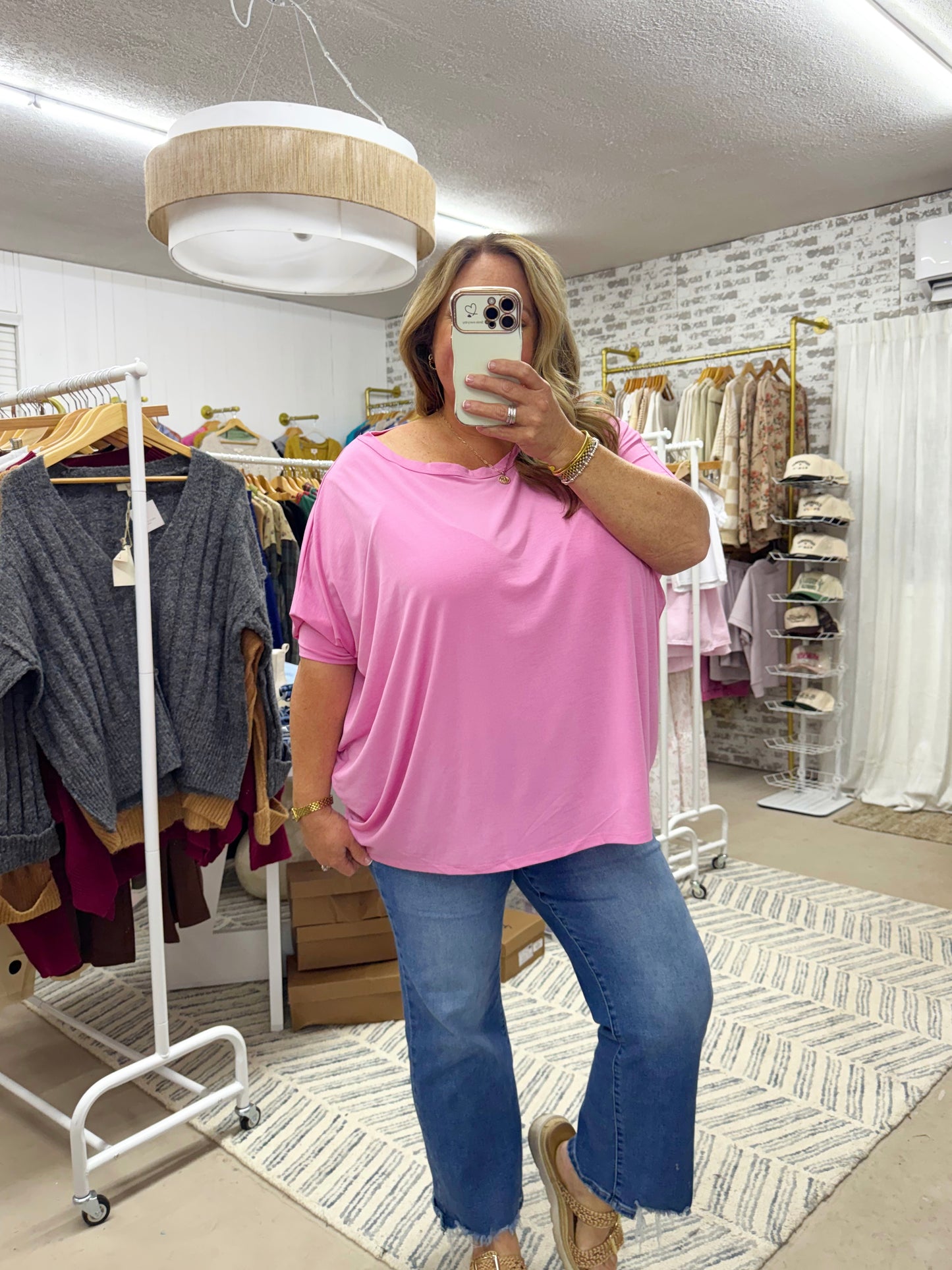 The Camryn | Pink Dolman Sleeve Tunic Top