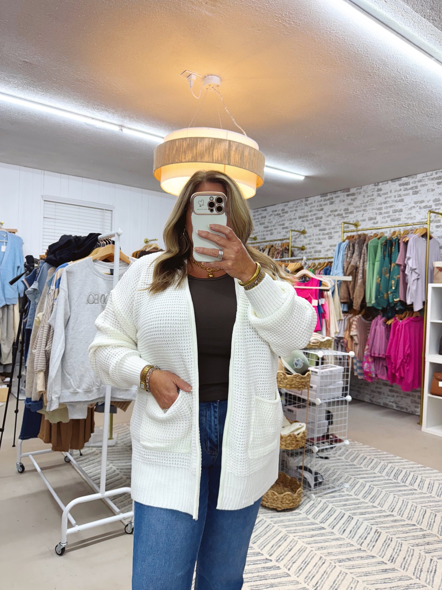 The Heidi | Ivory Waffle Cardigan