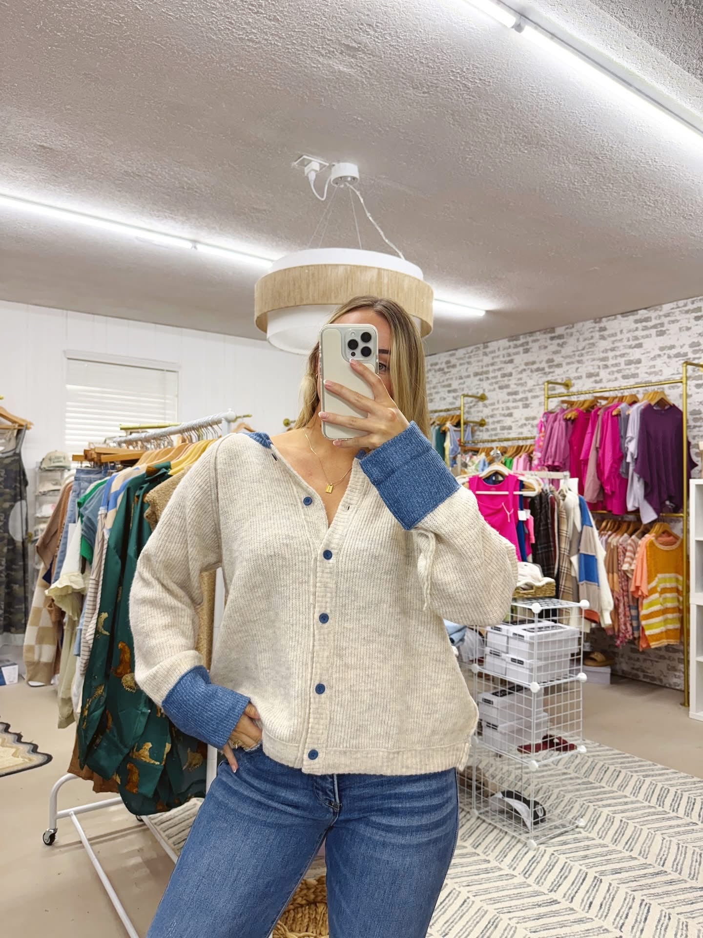 The Teresa | Neutral and Navy Cardigan