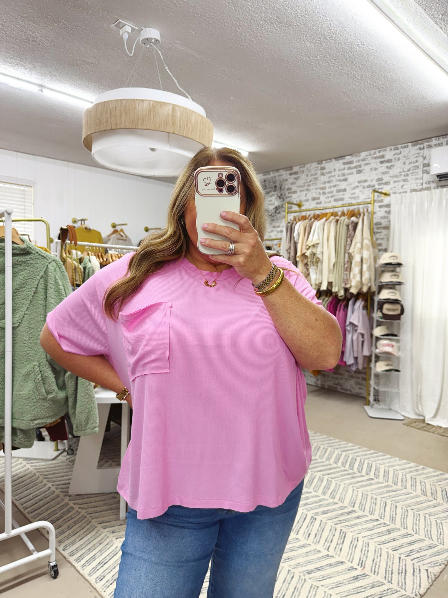 The Scarlett | Candy Pink Slouchy Pocket Tee