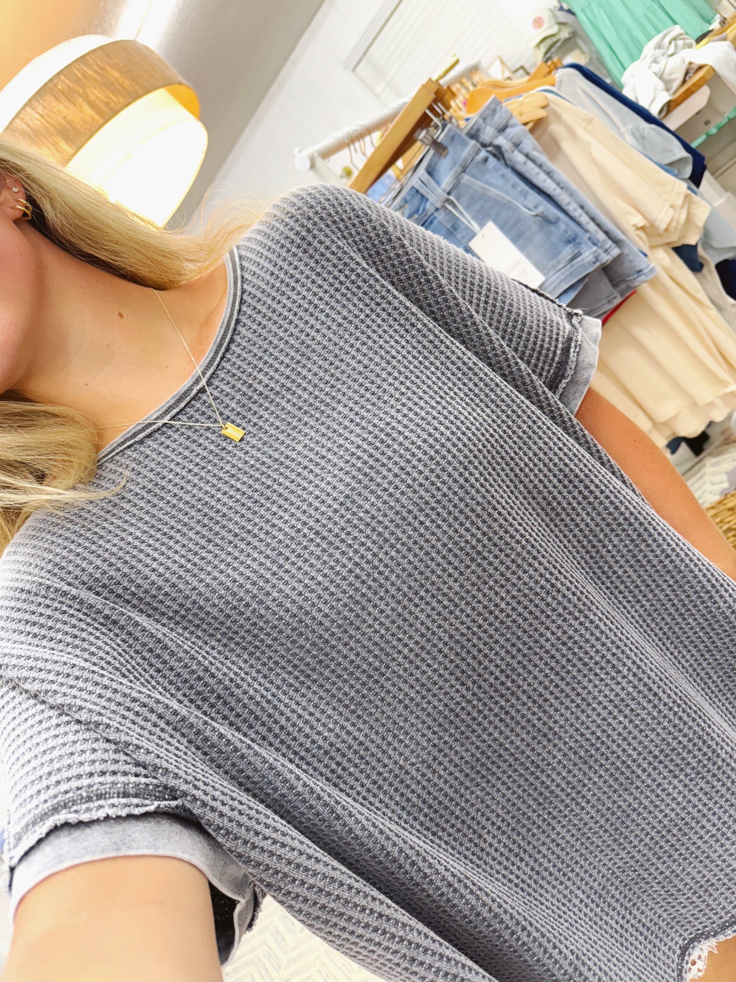 The Jody | Charcoal Waffle Tee