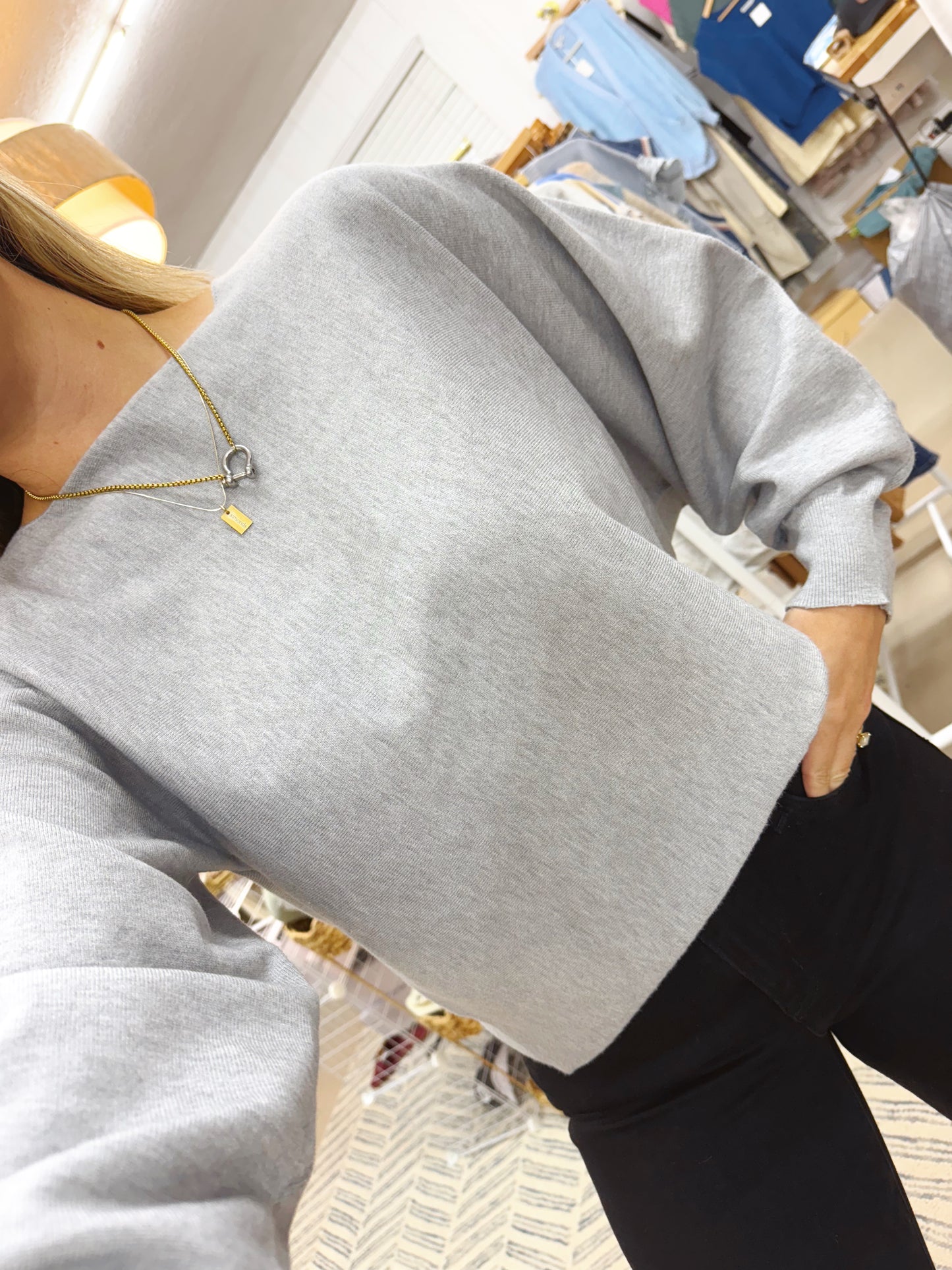 The Gabrielle | Grey Cropped Sweatshirt