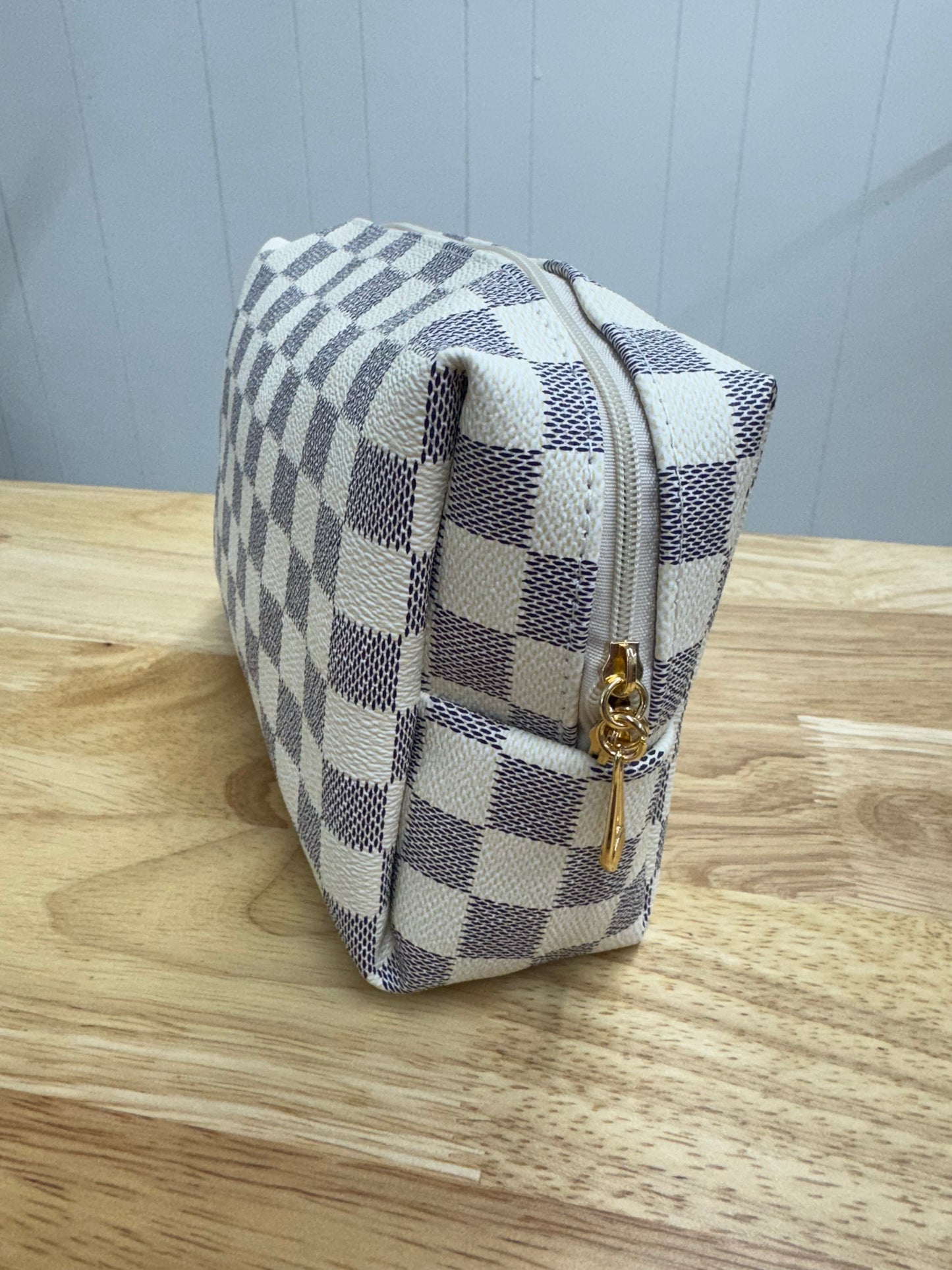 Checkered Cosmetic Bag