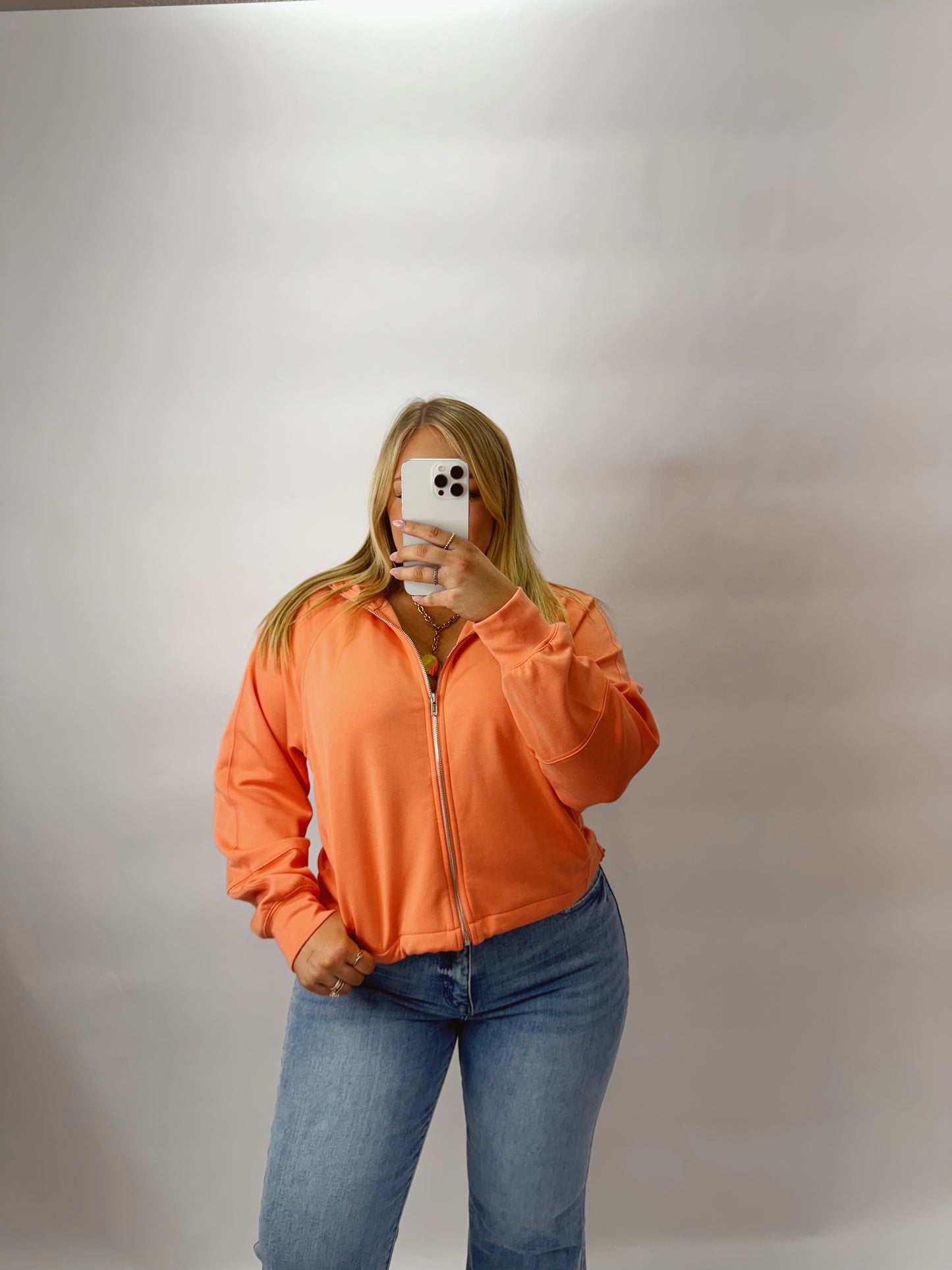 The Jenna | Coral Zip Up Jacket